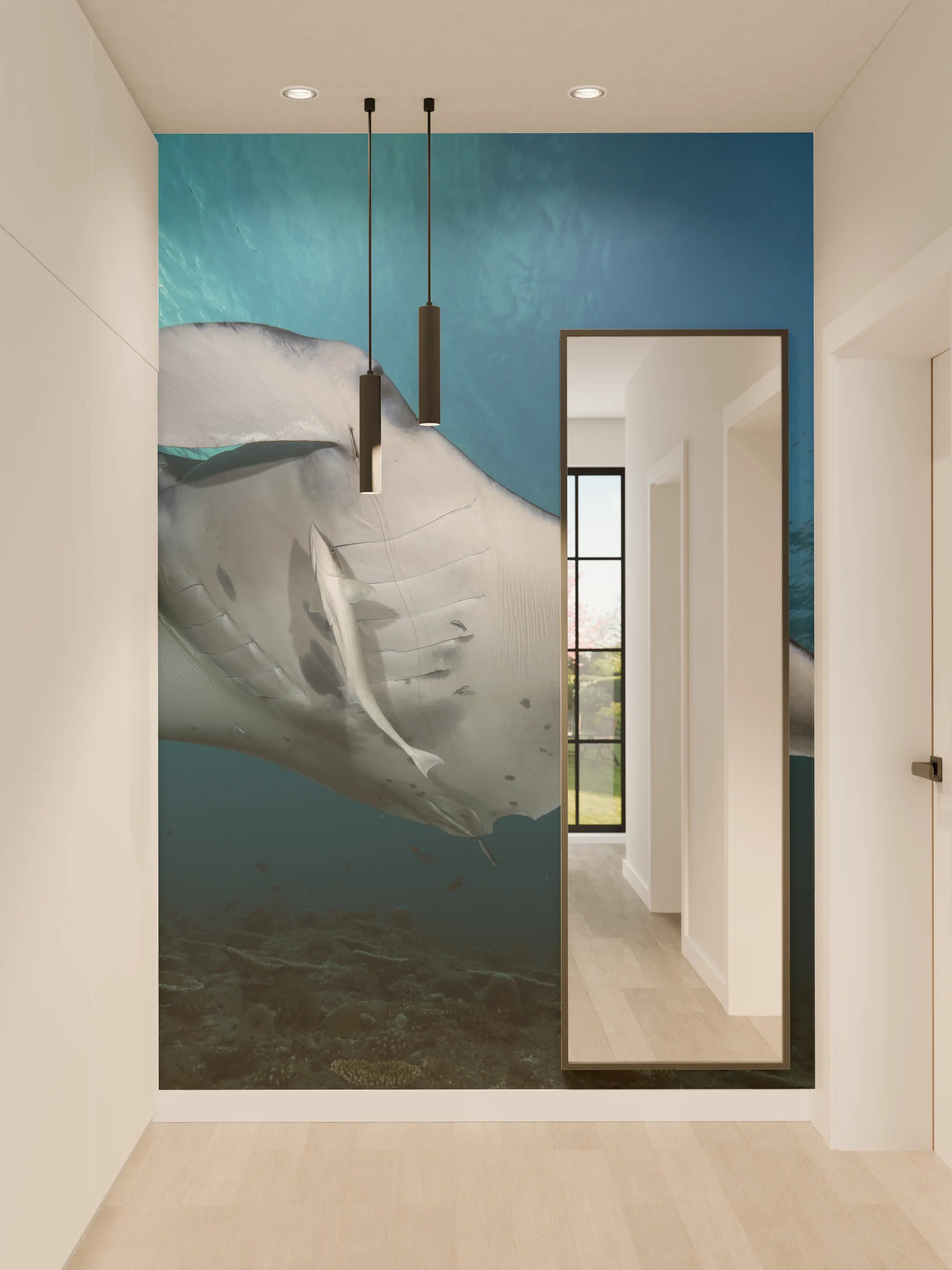 Wandverkleidung Flur - Riff-Manta Unterwasser