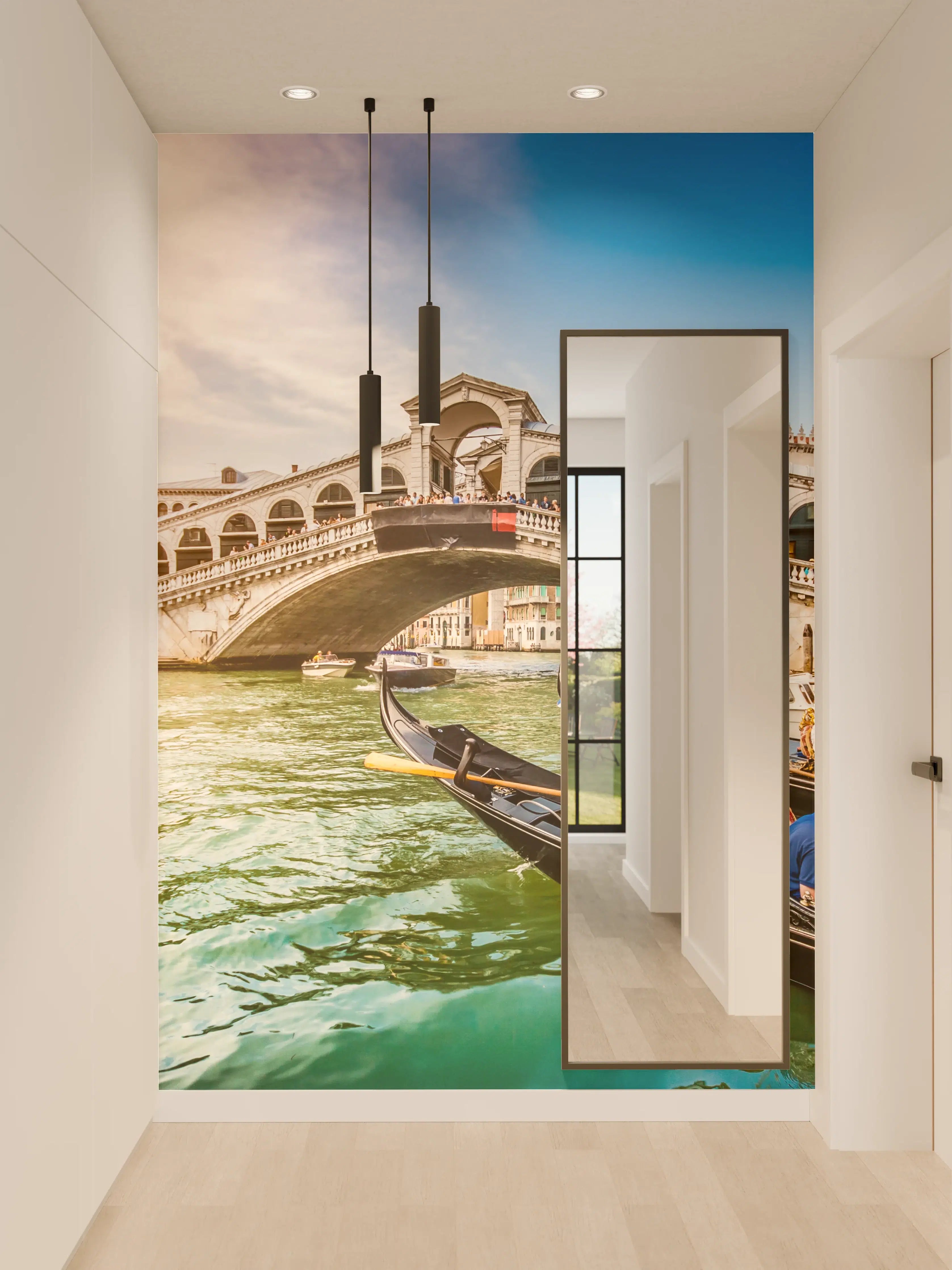 Wandverkleidung Flur - Romantische Gondelfahrt in Venedig bei Sonnenuntergang