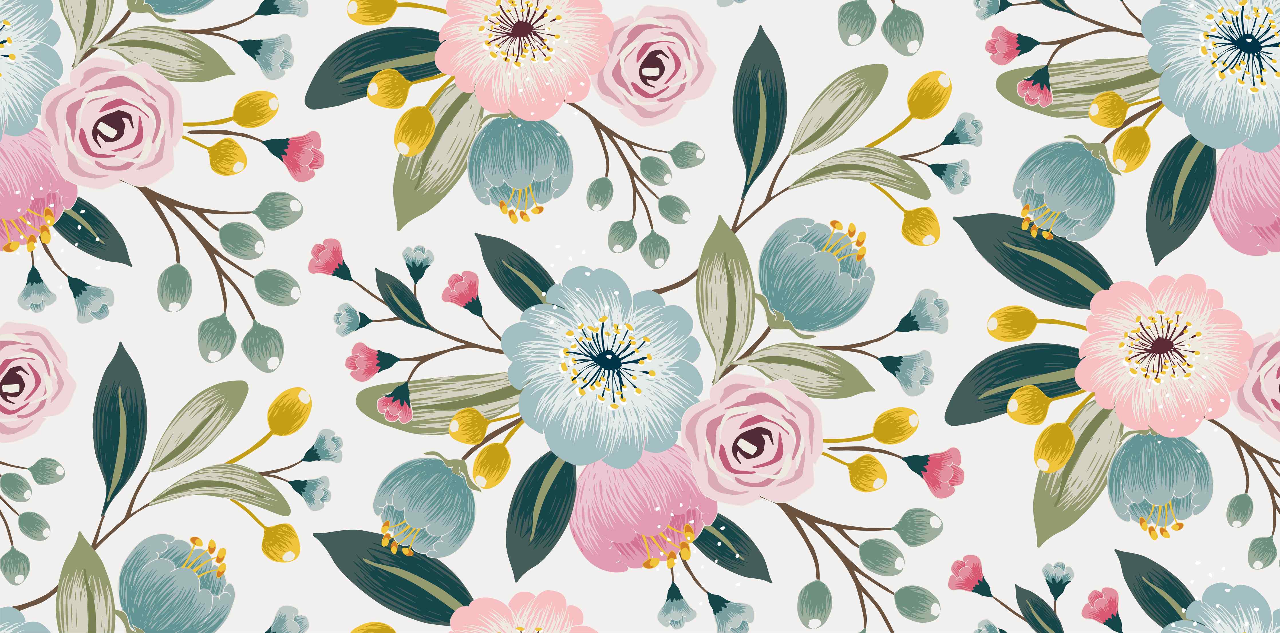 Wandverkleidung Flur-Rosa Blumenmuster Tapete