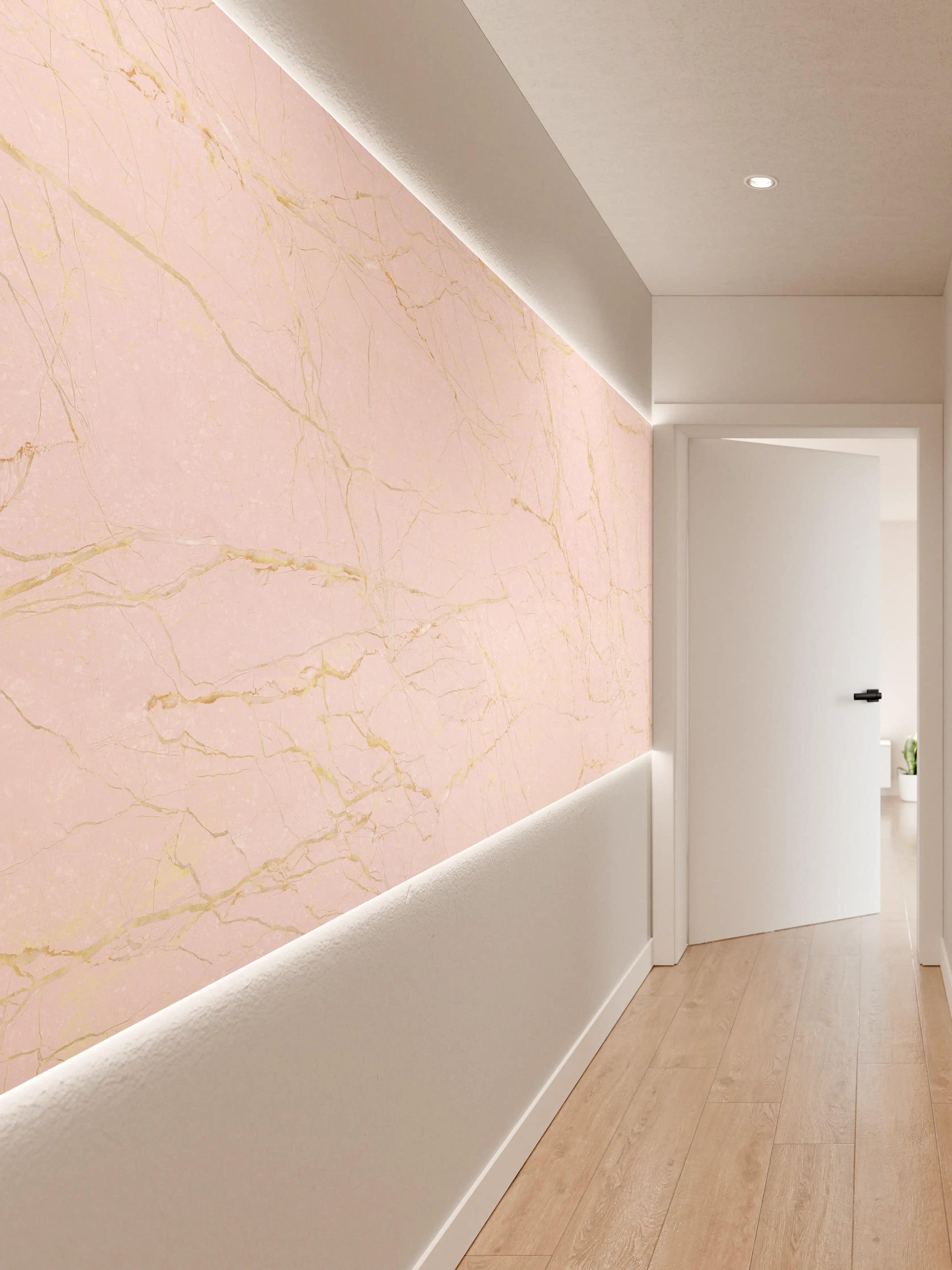 Wandverkleidung Flur - Rosa-Gold Marmor