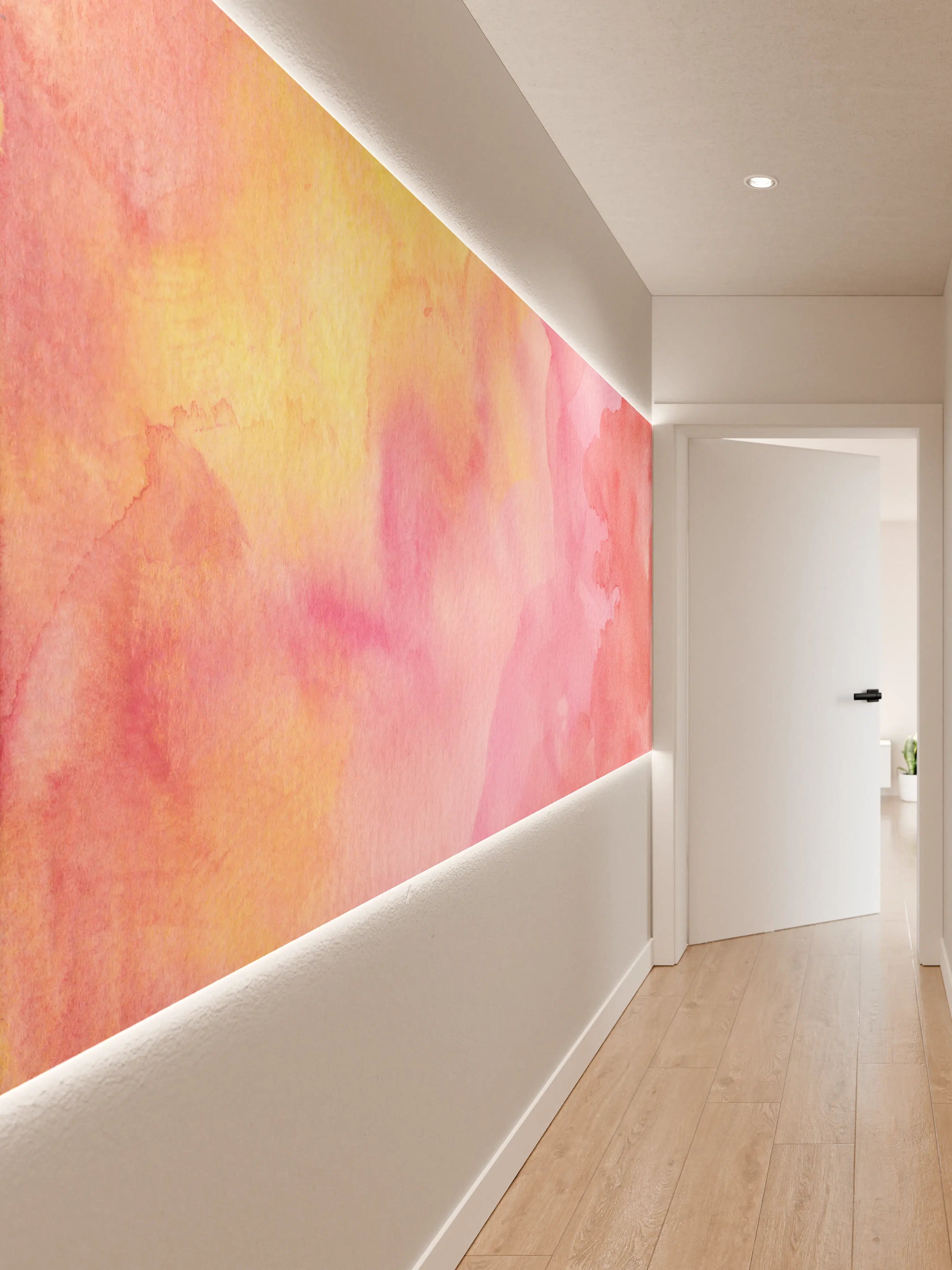 Wandverkleidung Flur - Rosa Verwaschenes Farben-Design