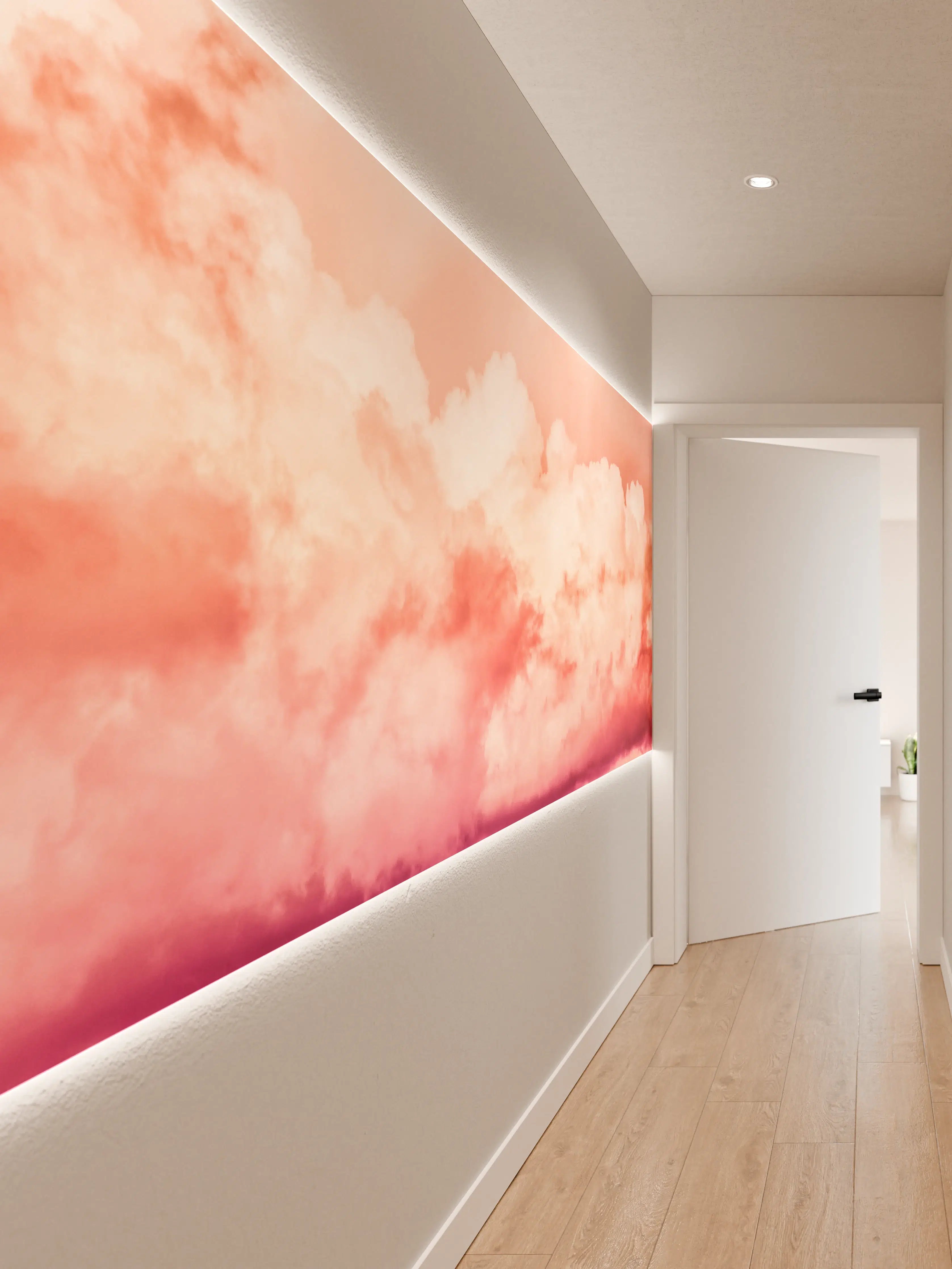 Wandverkleidung Flur - Rosa Wolkenhimmel