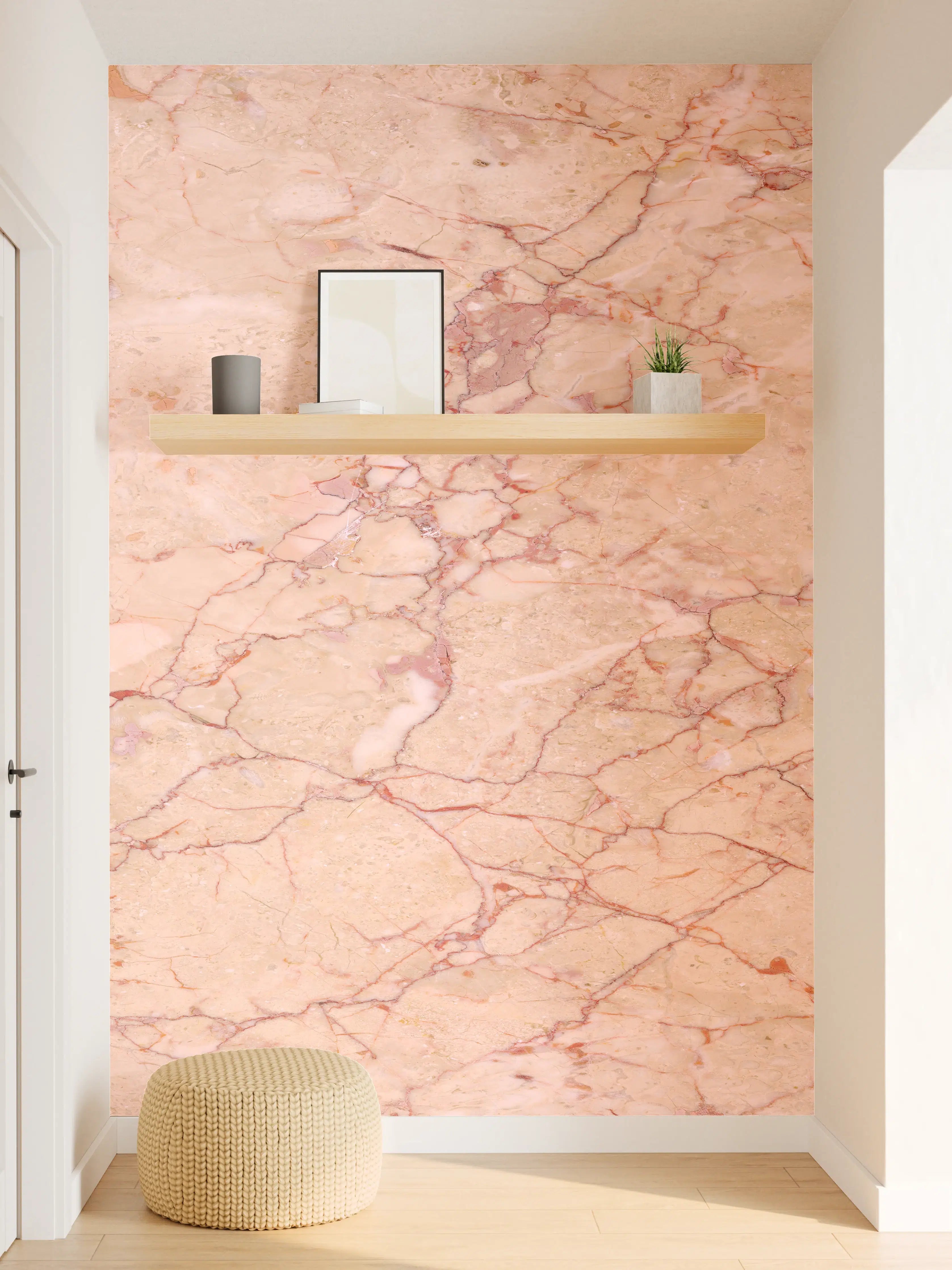 Wandverkleidung Flur - Rosafarbener abstrakter Marmor