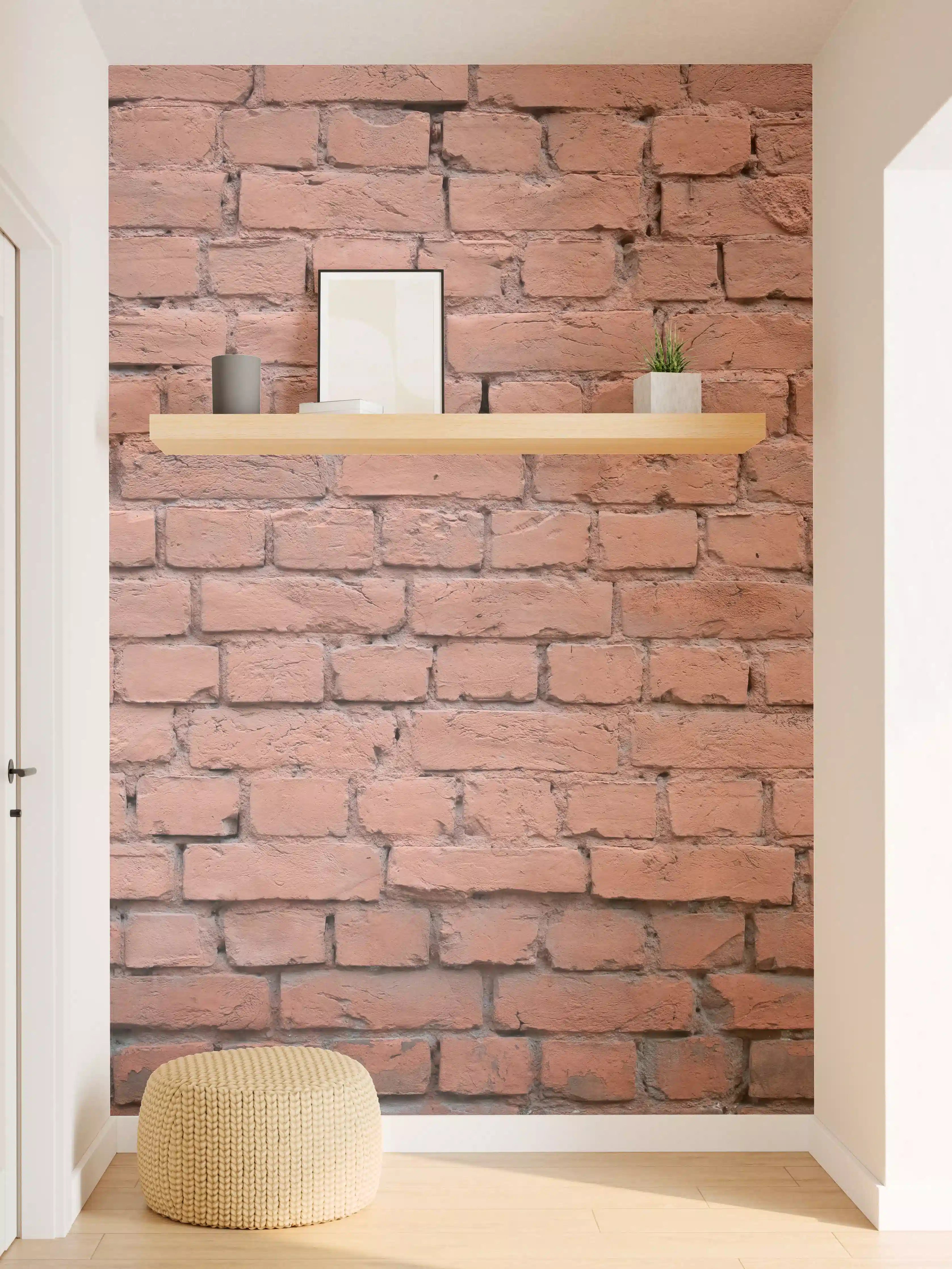 Wandverkleidung Flur - Rosafarbige Ziegelwandoberfläche