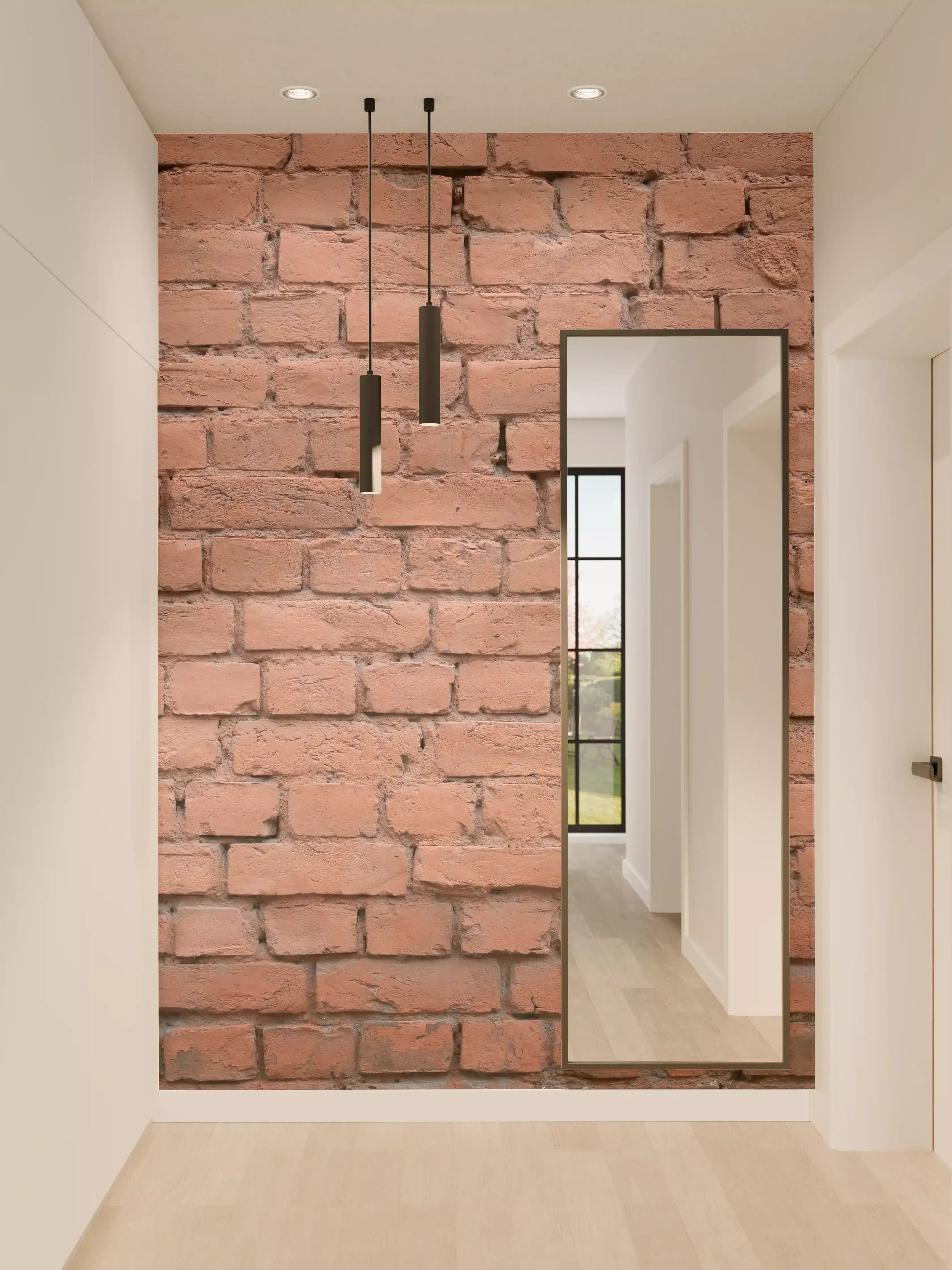 Wandverkleidung Flur - Rosafarbige Ziegelwandoberfläche