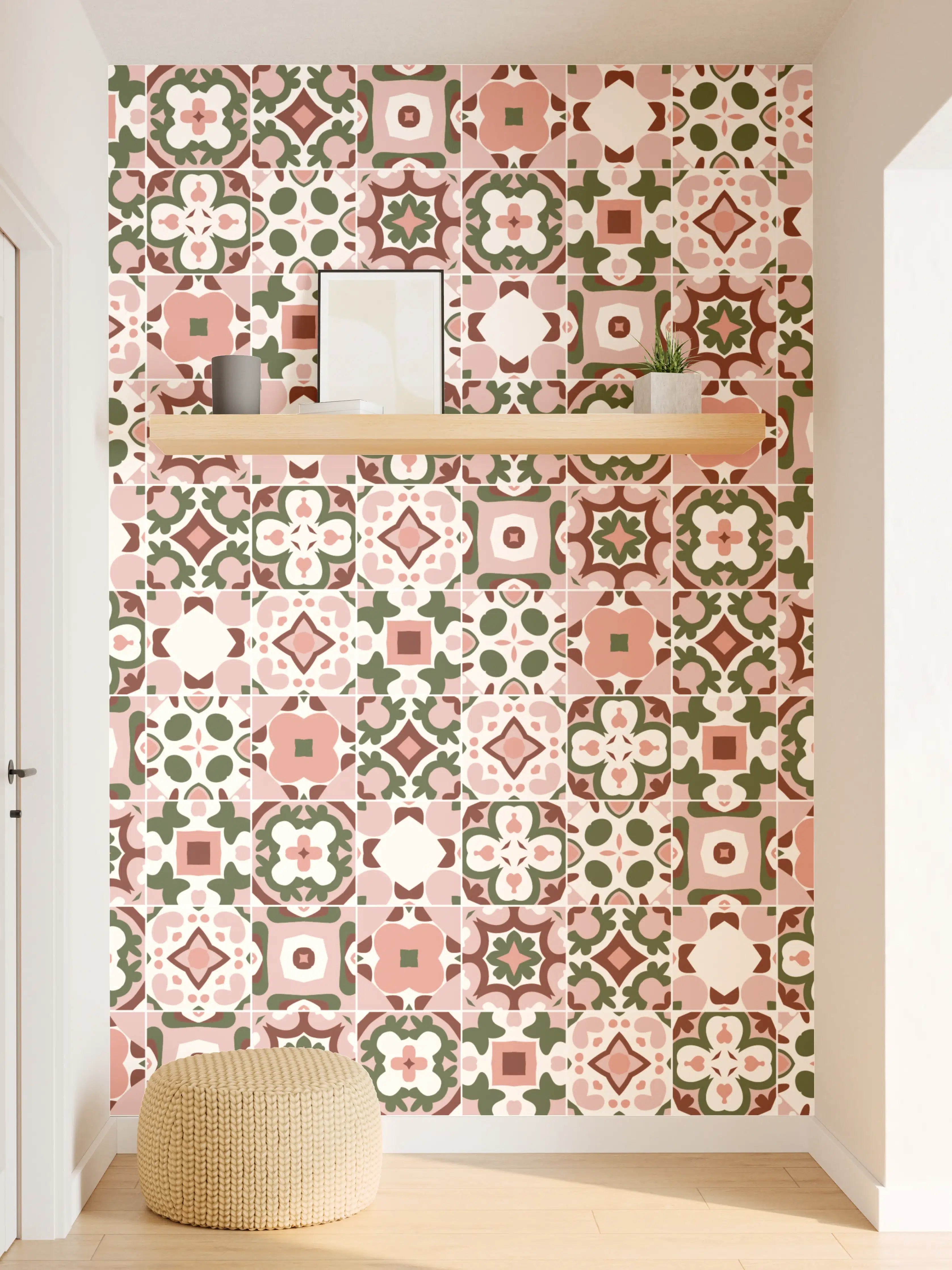 Wandverkleidung Flur - Rosé-Goldenes Mosaikmuster