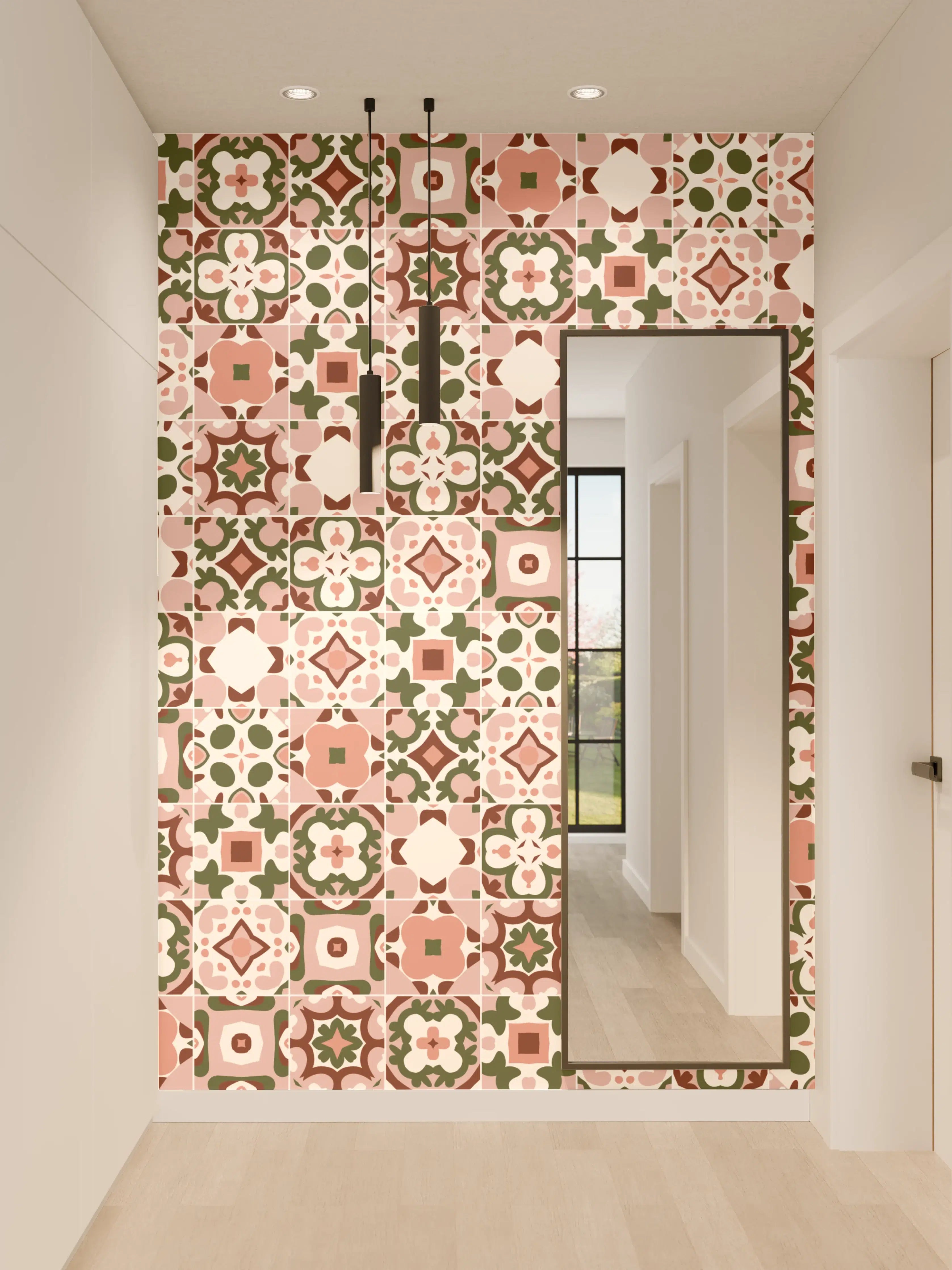 Wandverkleidung Flur - Rosé-Goldenes Mosaikmuster