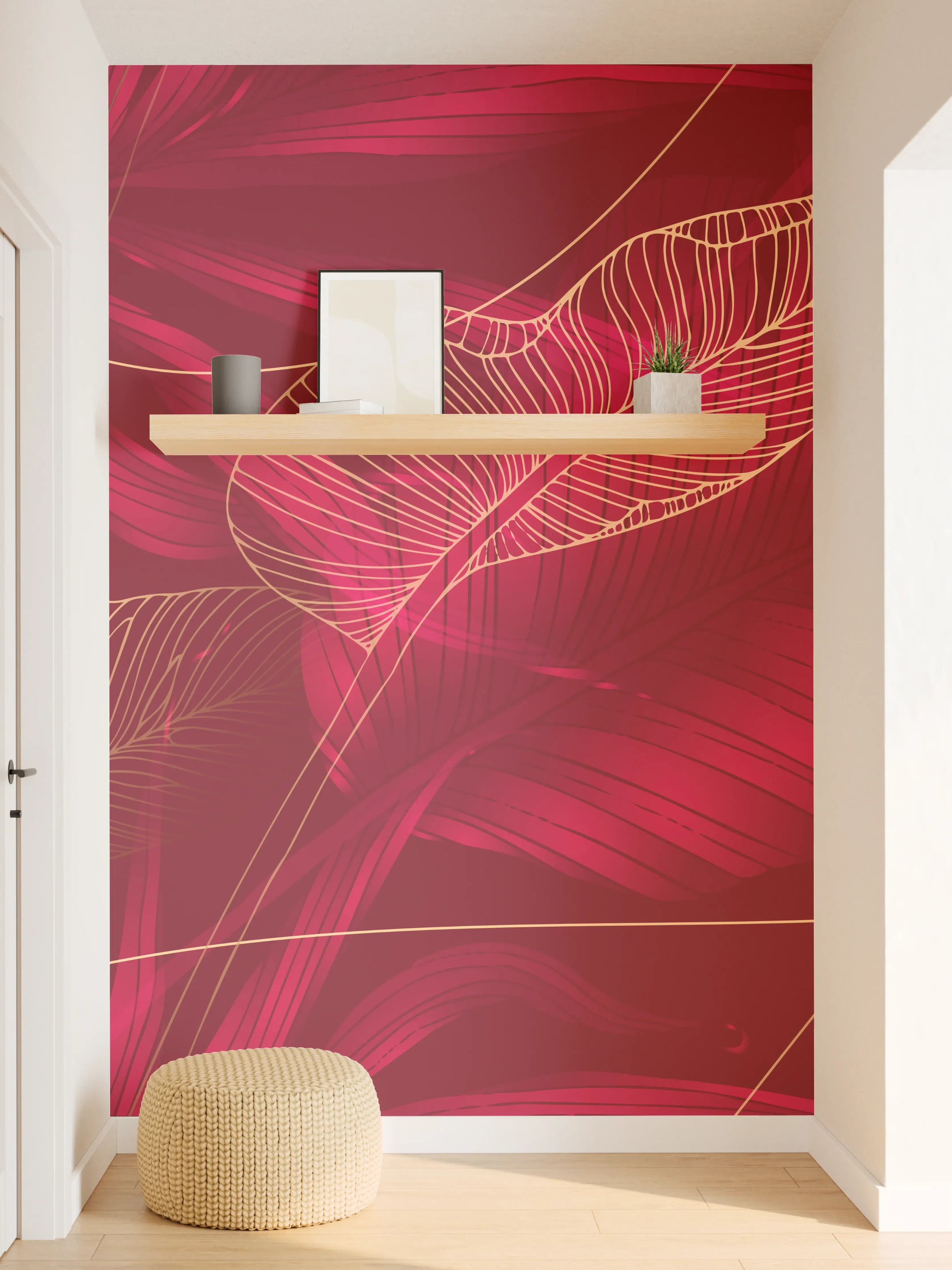 Wandverkleidung Flur - Rote Florale Muster Textur