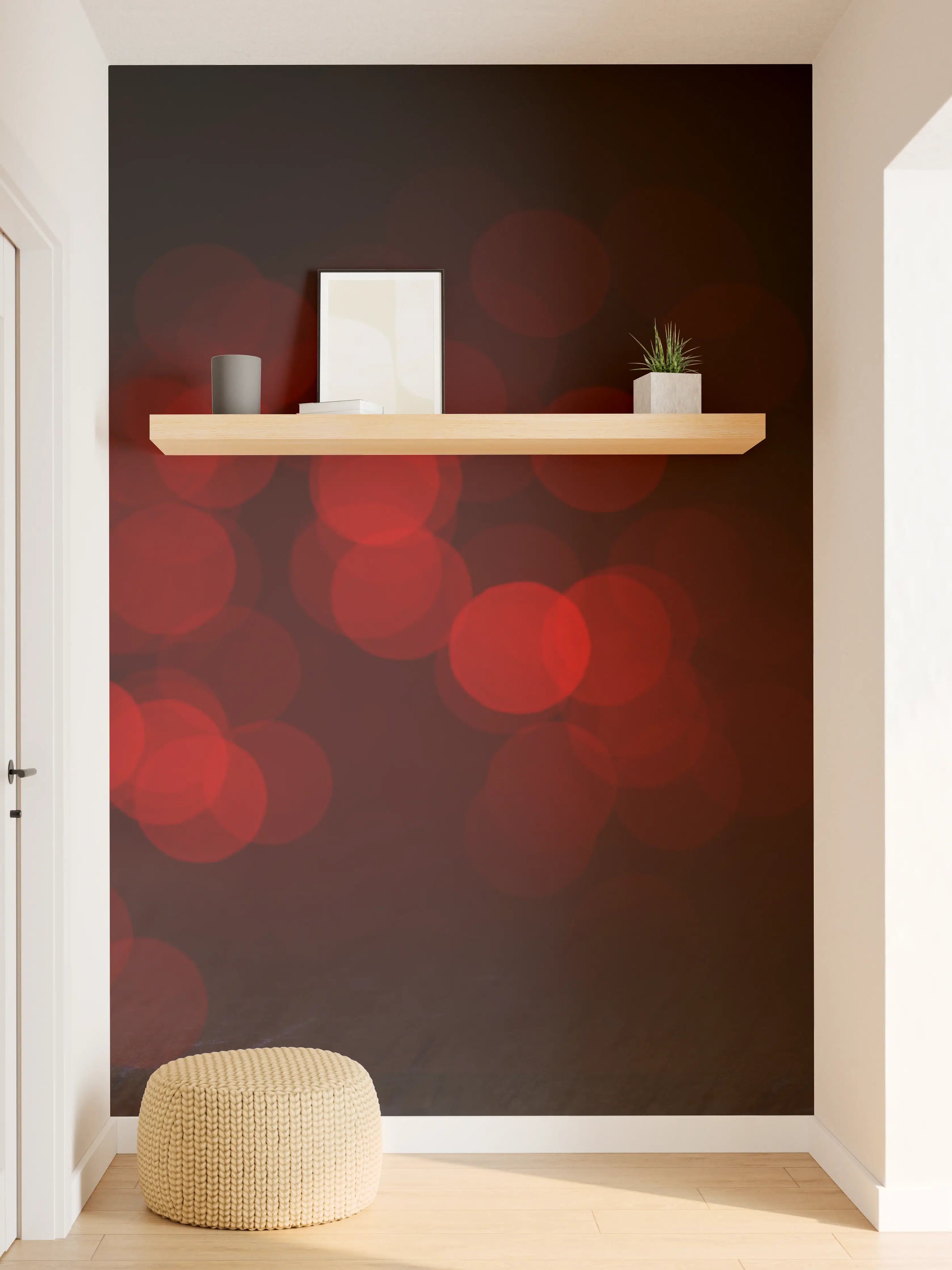 Wandverkleidung Flur - Rote Rose auf schwarzem Hintergrund