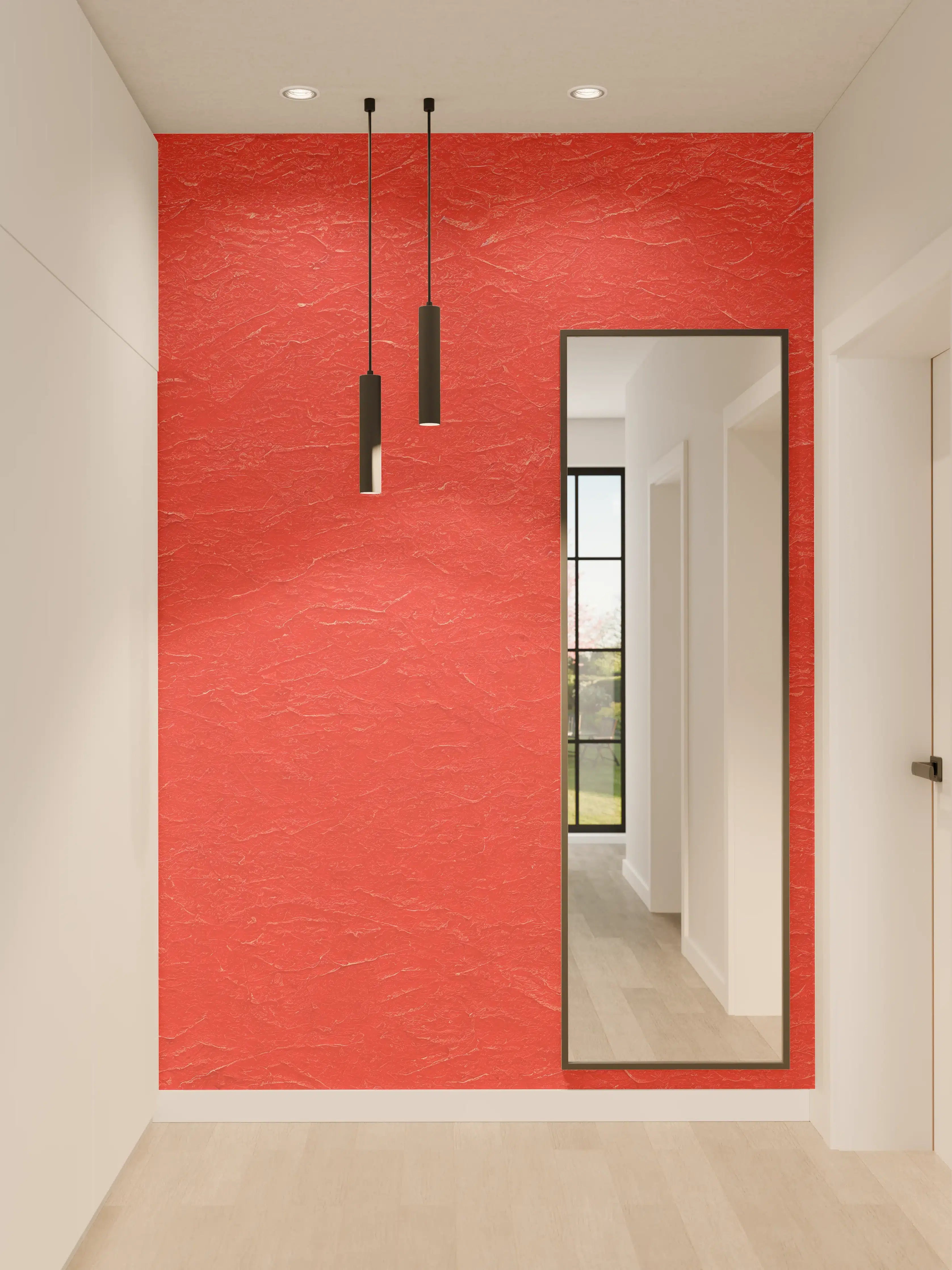 Wandverkleidung Flur - Rotes Wandmuster