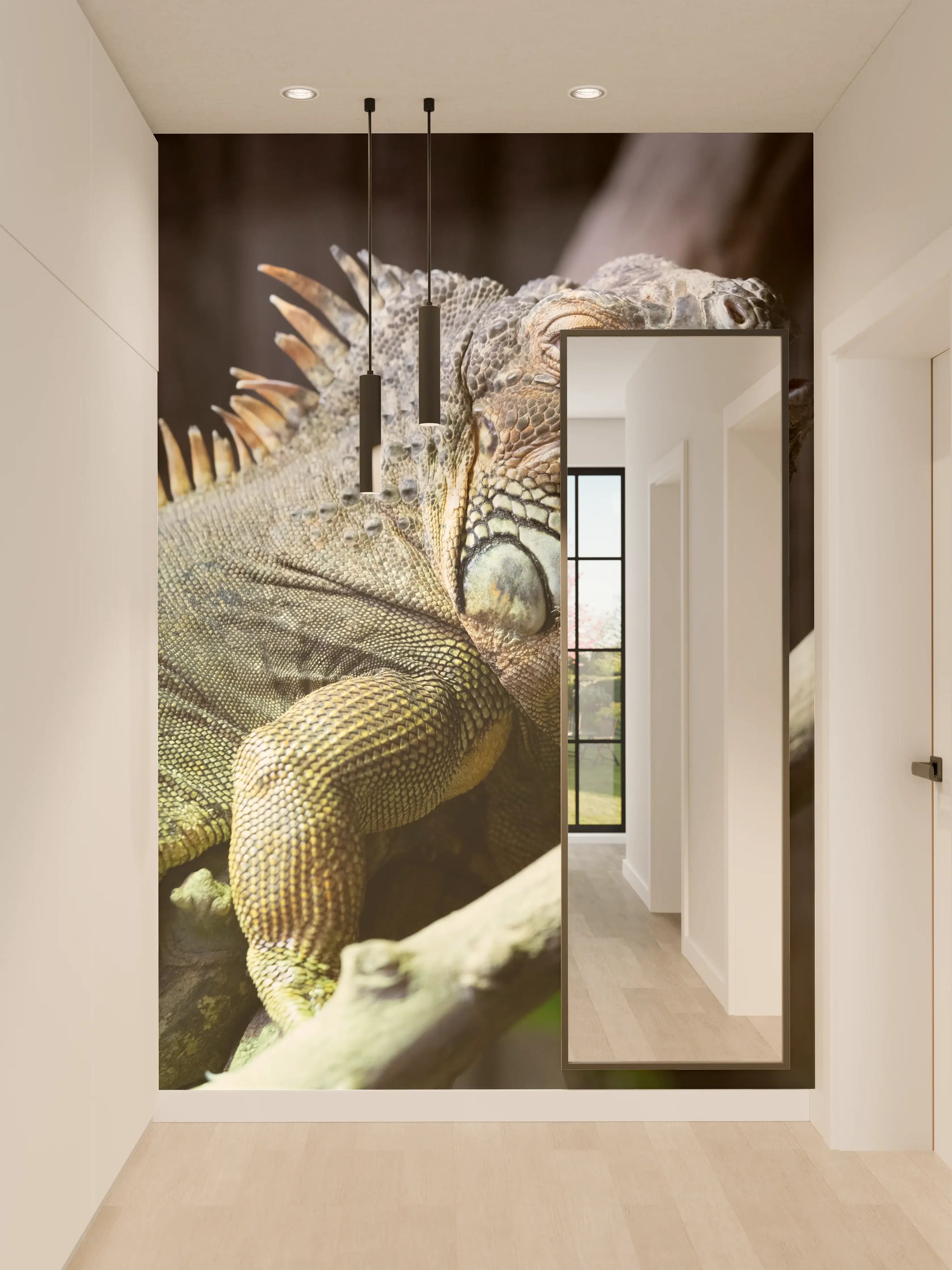 Wandverkleidung Flur - Ruhender Leguan