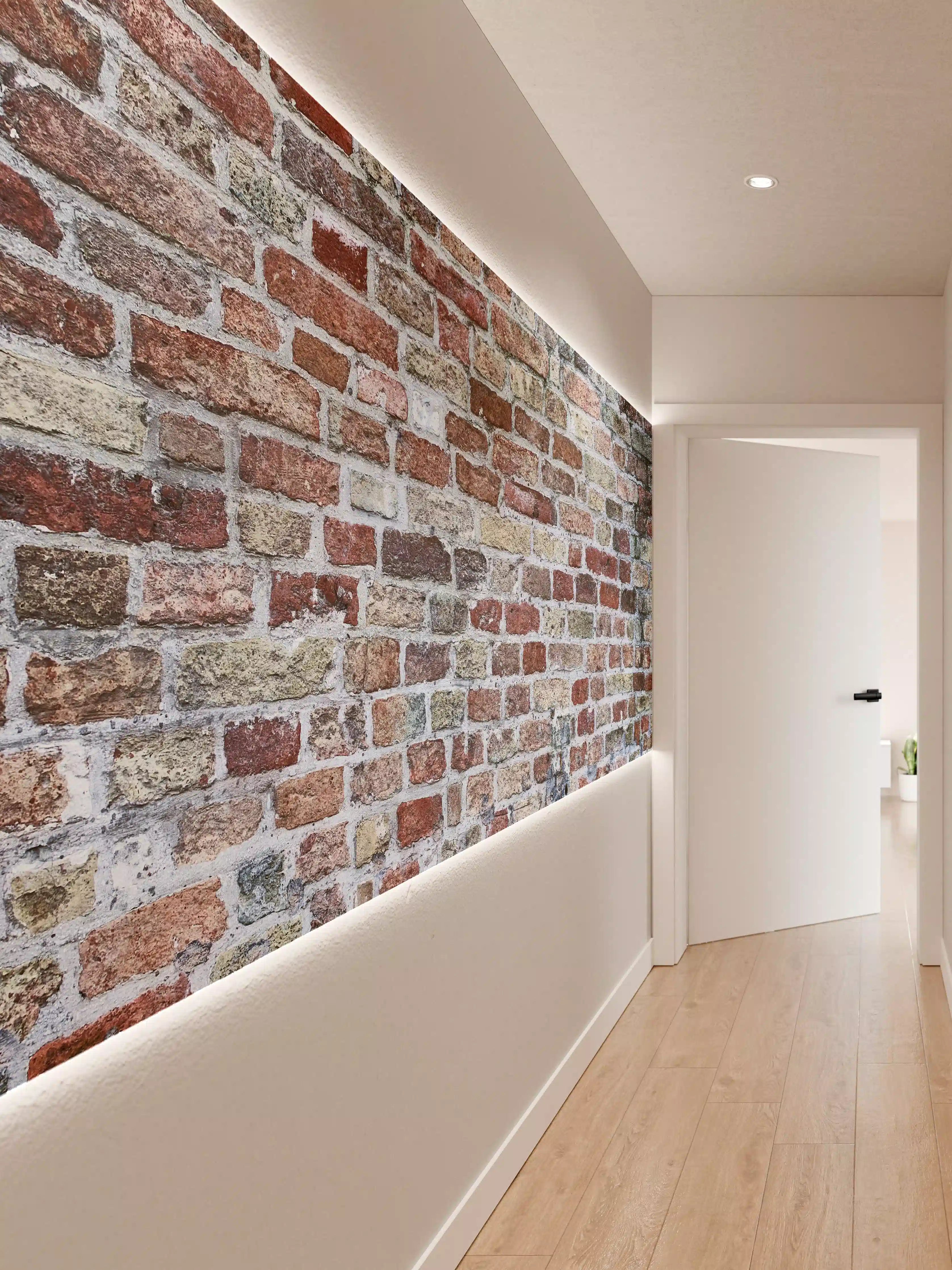 Wandverkleidung Flur - Rustikale Backsteinmauer in Nahaufnahme