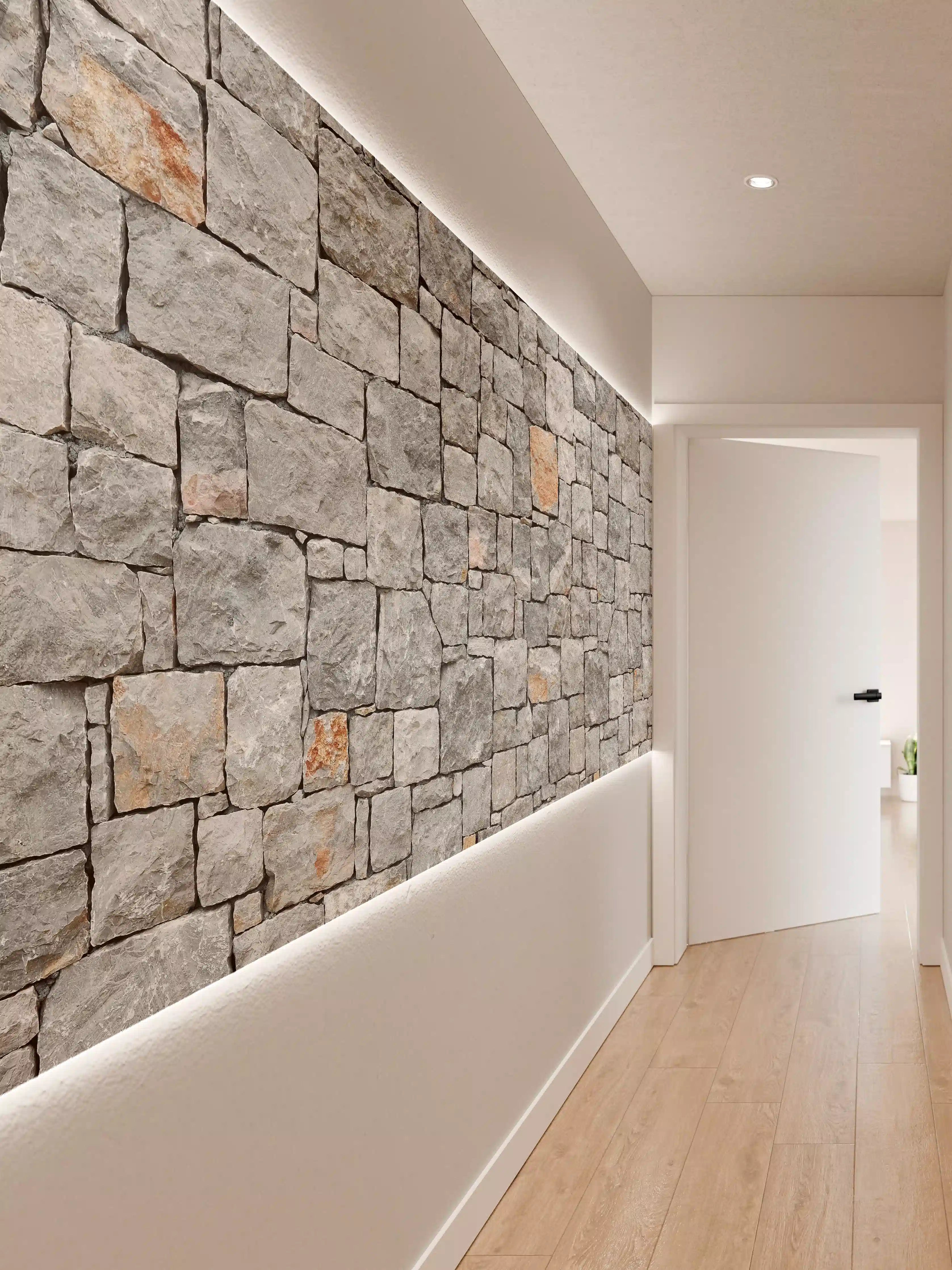 Wandverkleidung Flur - Rustikale Steinmauer als stilvoller Hintergrund