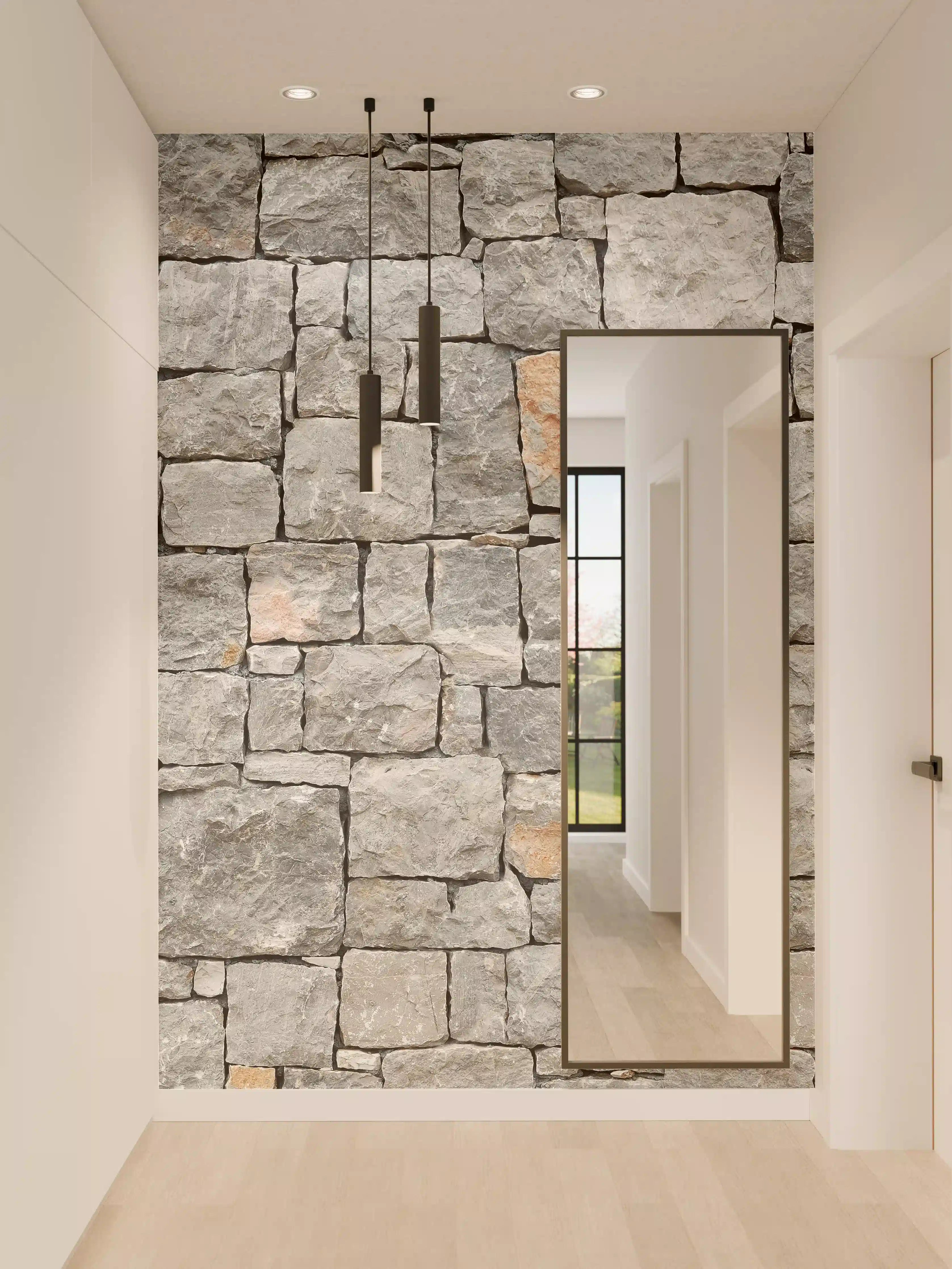 Wandverkleidung Flur - Rustikale Steinmauer als stilvoller Hintergrund