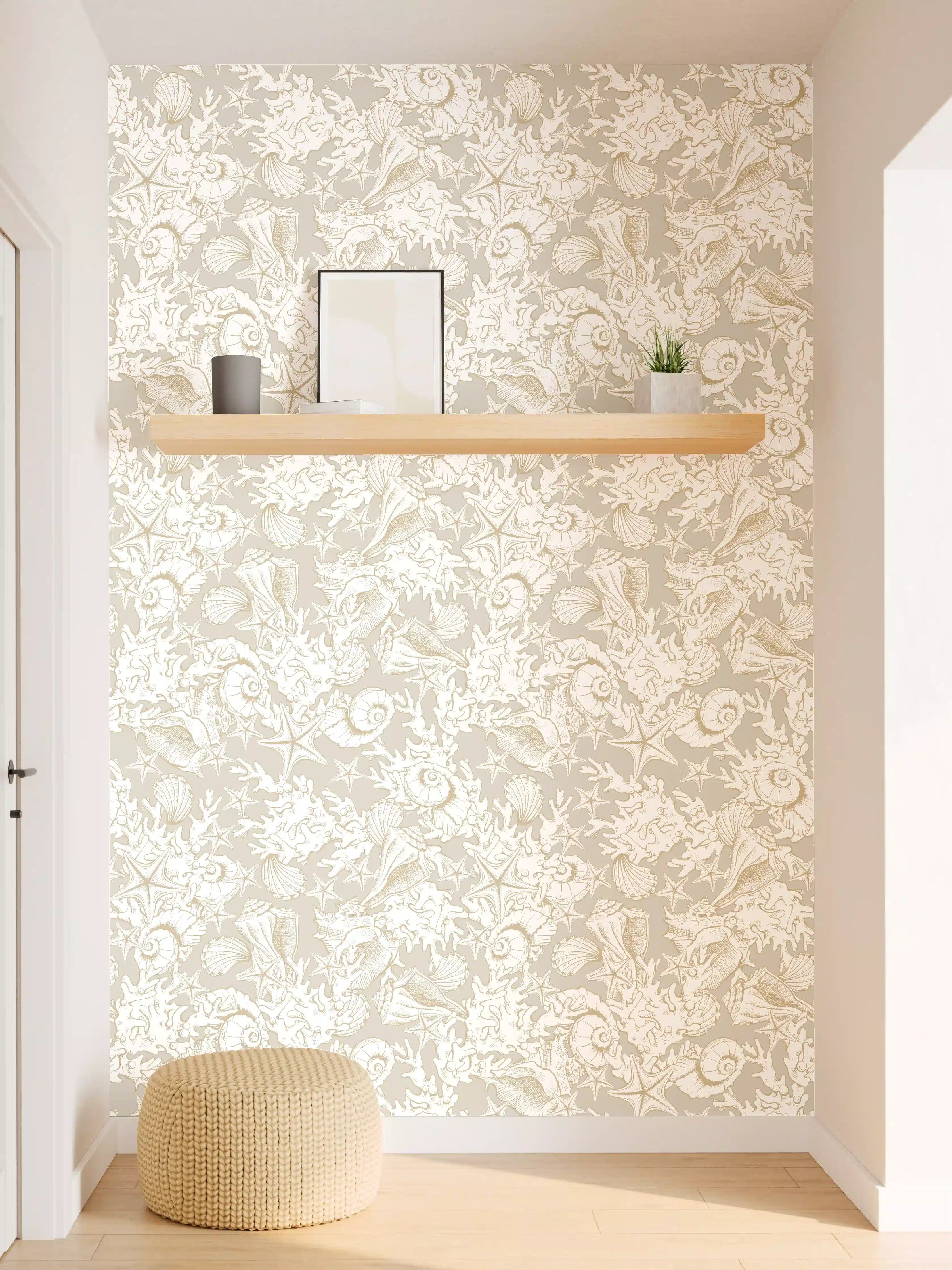Wandverkleidung Flur - Sandiges Muschel-Muster Beige