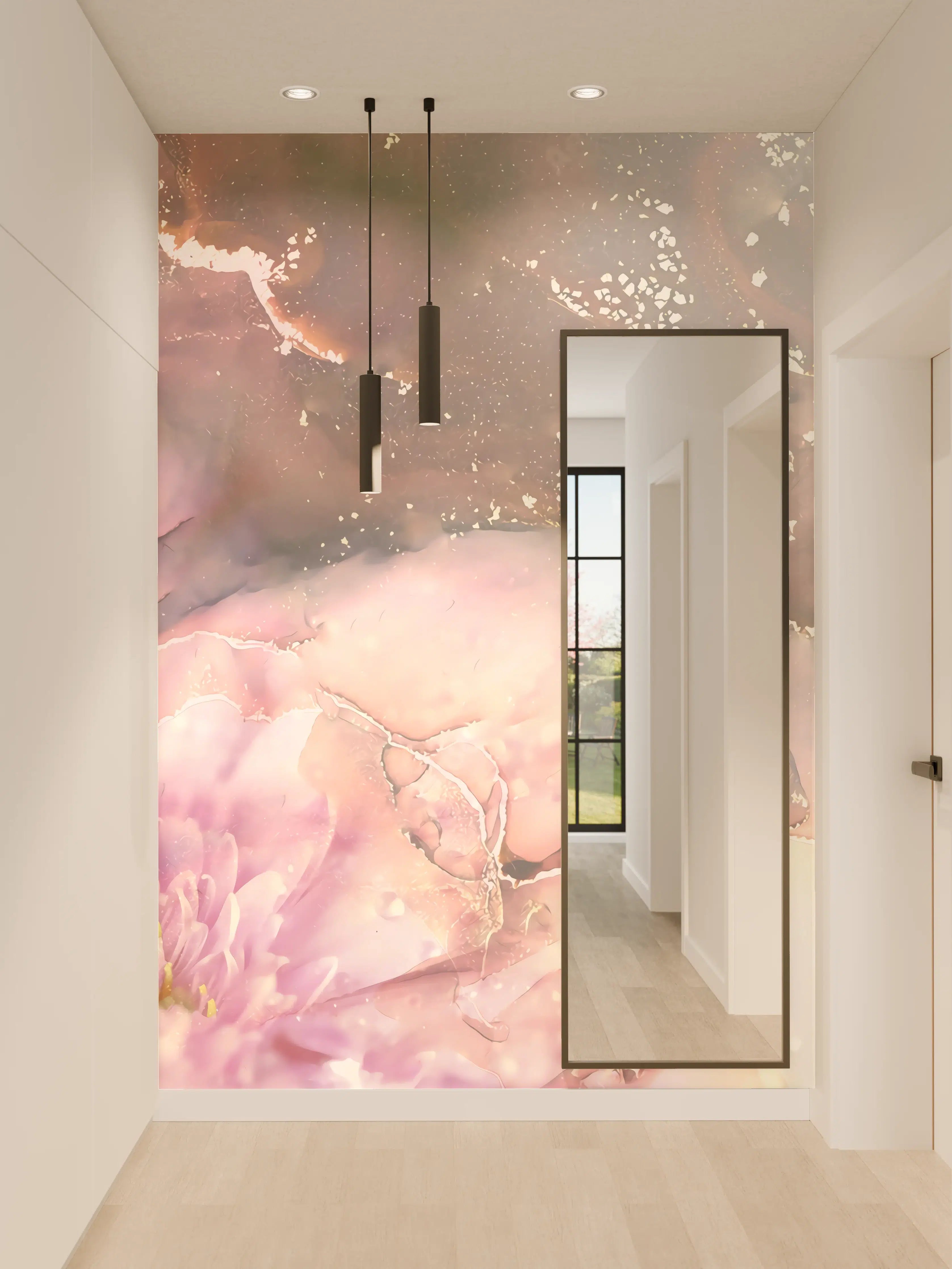 Wandverkleidung Flur - Sanfte Aquarellkunst in Pastellfarben