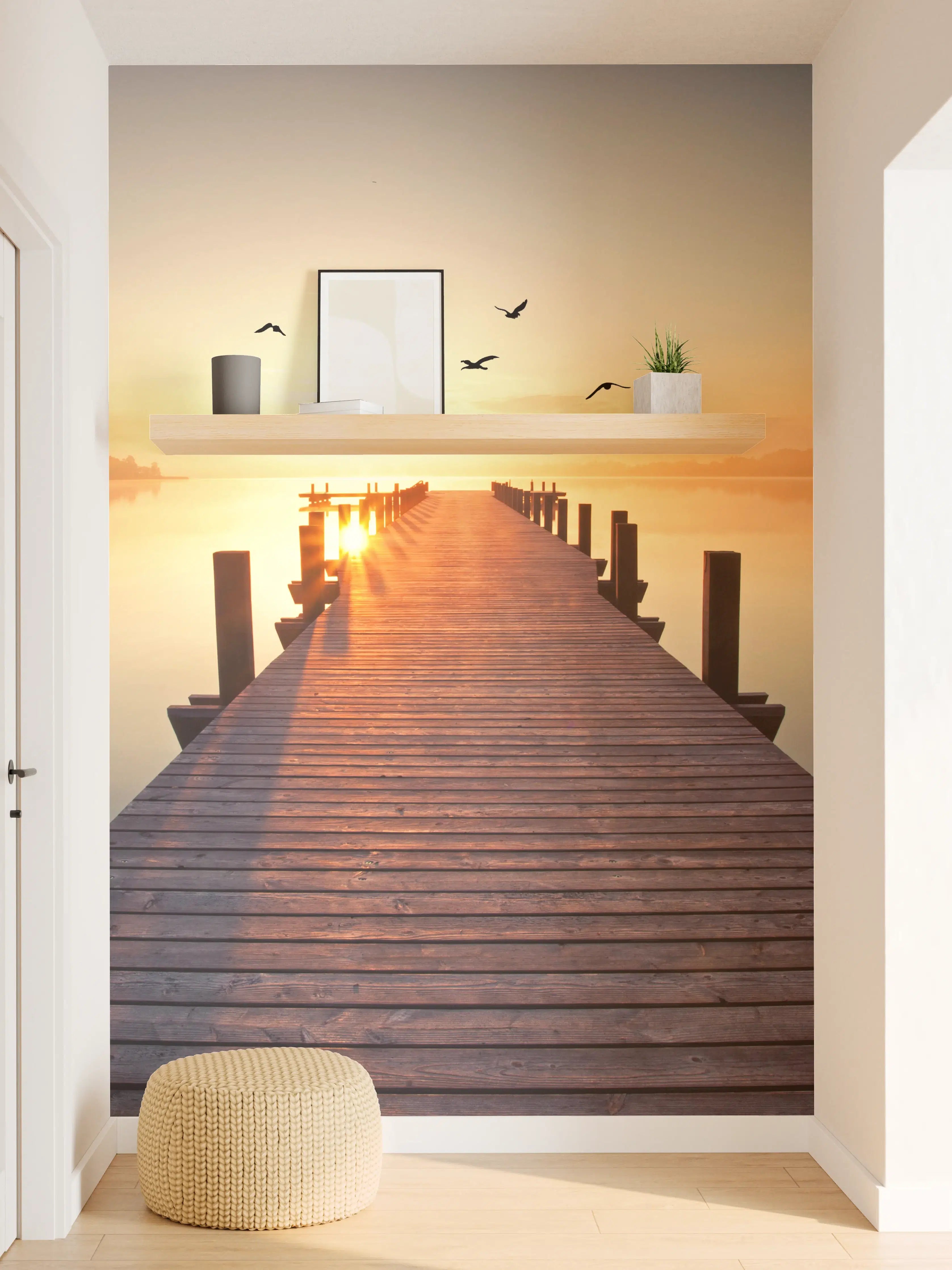 Wandverkleidung Flur - Sanfte Grau-Töne im goldenen Abendlicht