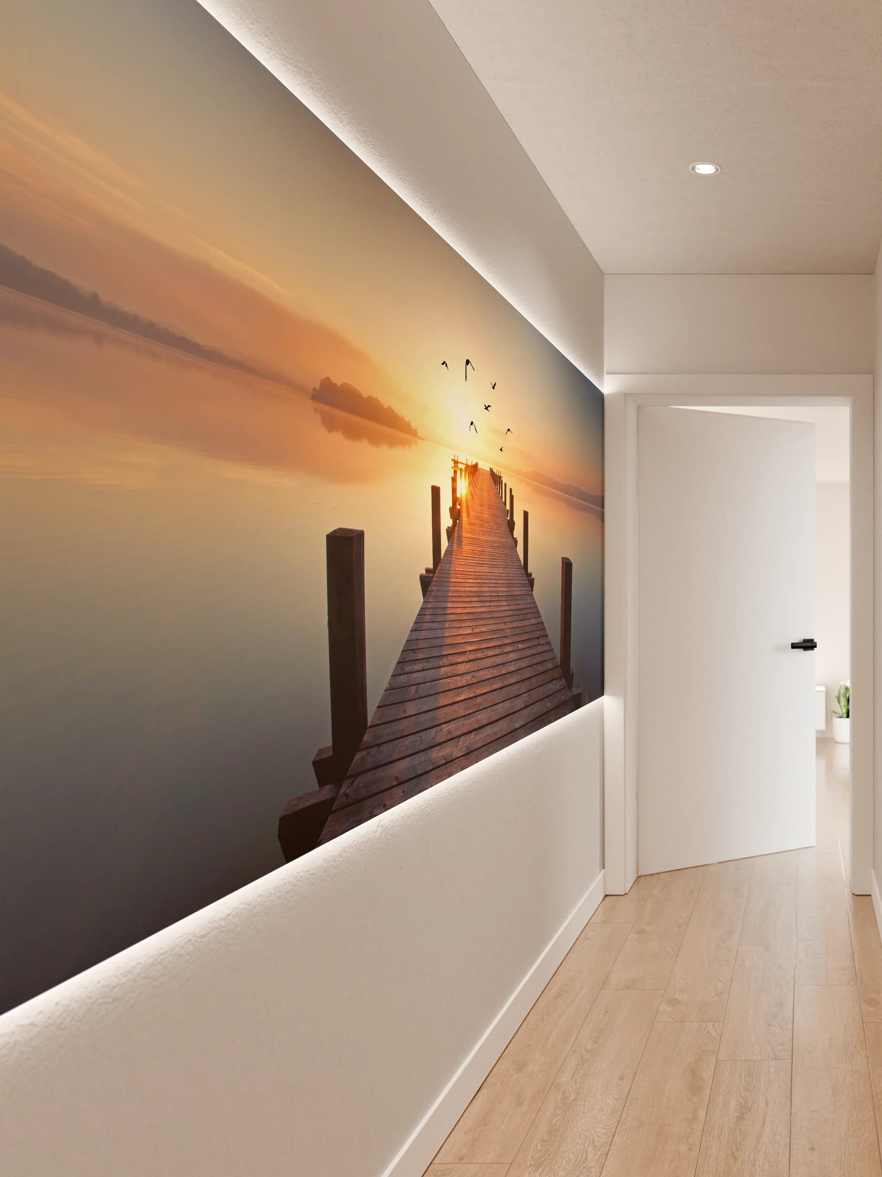 Wandverkleidung Flur - Sanfte Grau-Töne im goldenen Abendlicht