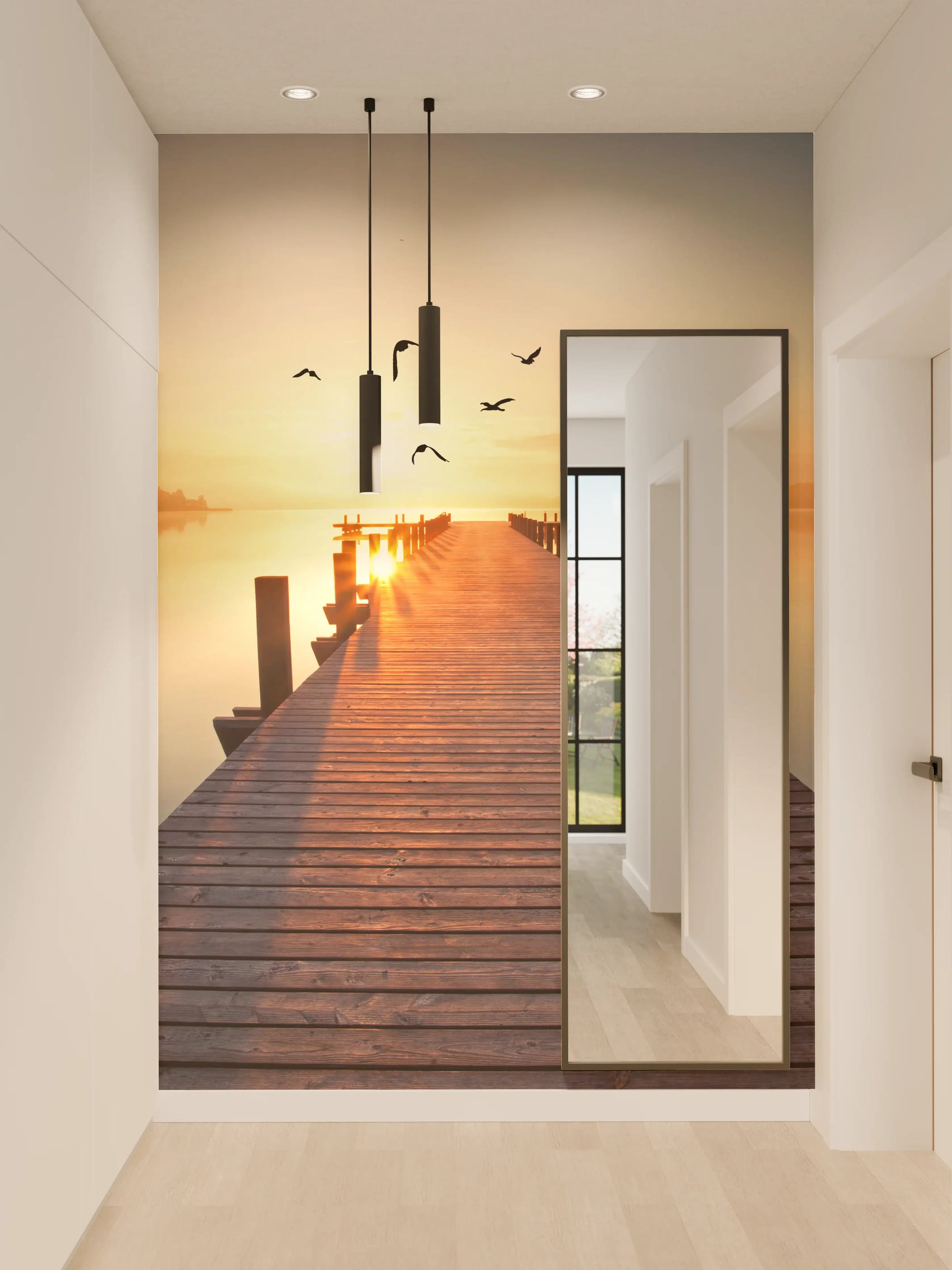 Wandverkleidung Flur - Sanfte Grau-Töne im goldenen Abendlicht