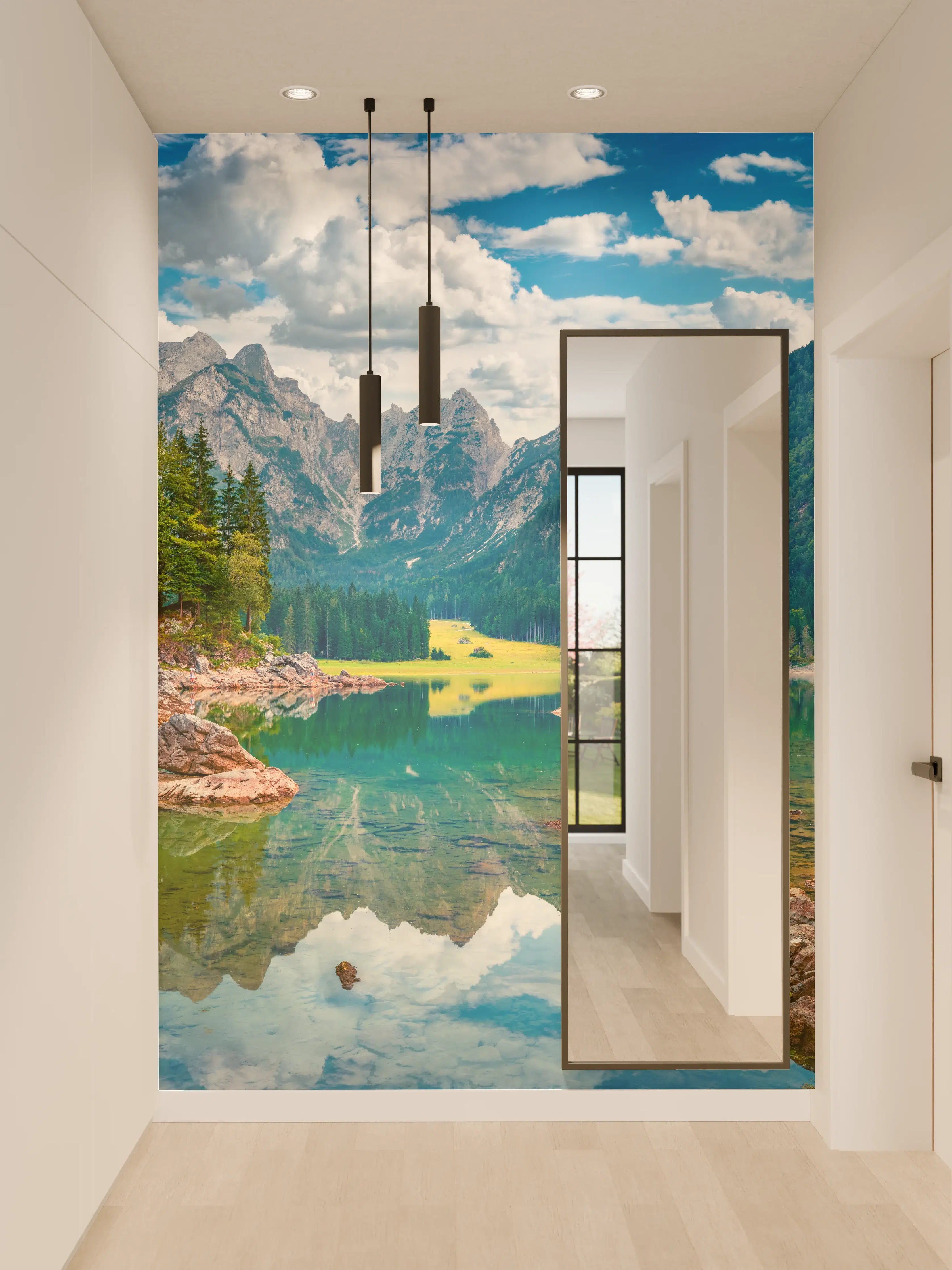 Wandverkleidung Flur - Sanfte Grautöne in Bergidylle