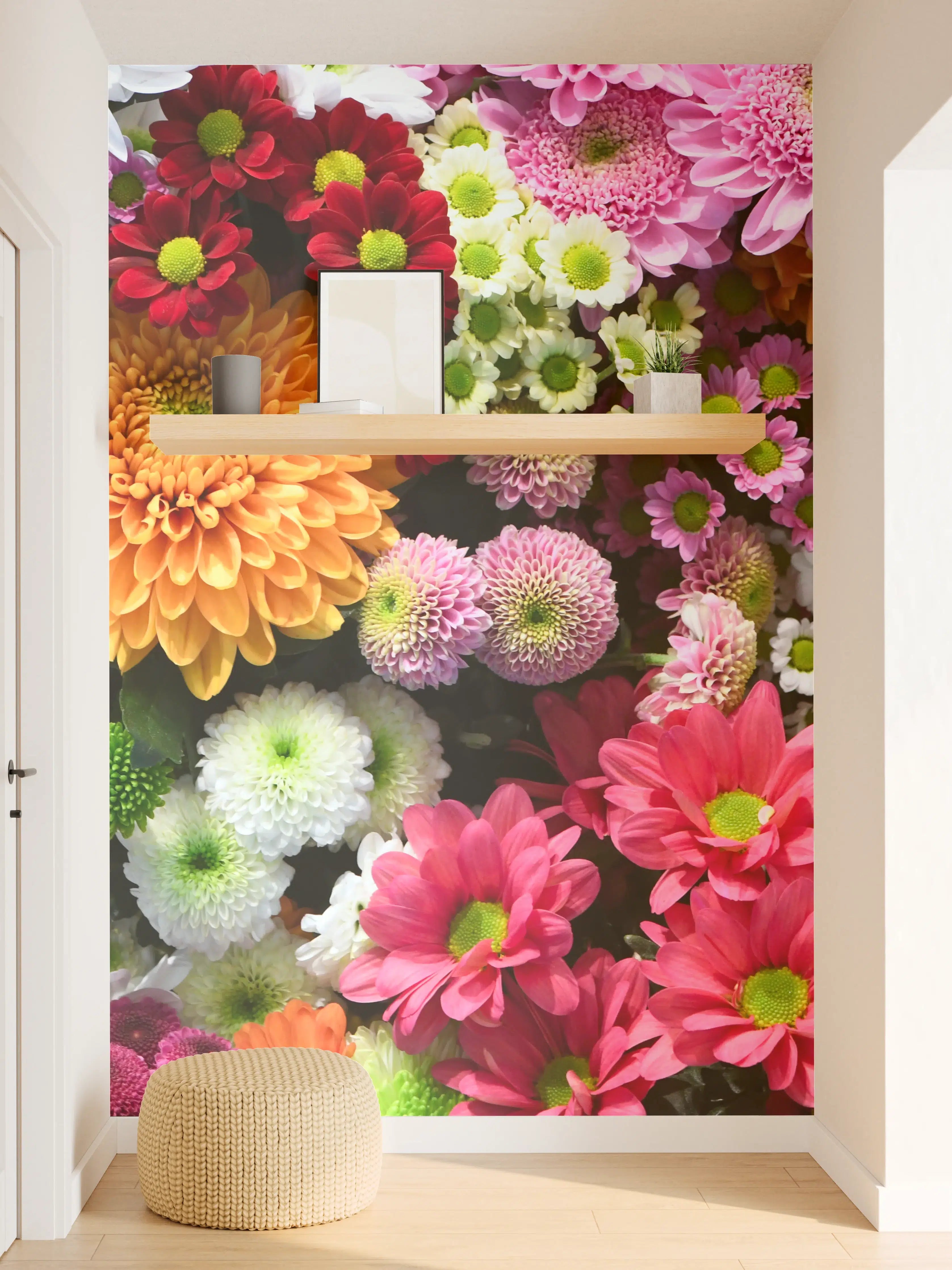 Wandverkleidung Flur - Sanfte Grautöne in blühender Pracht