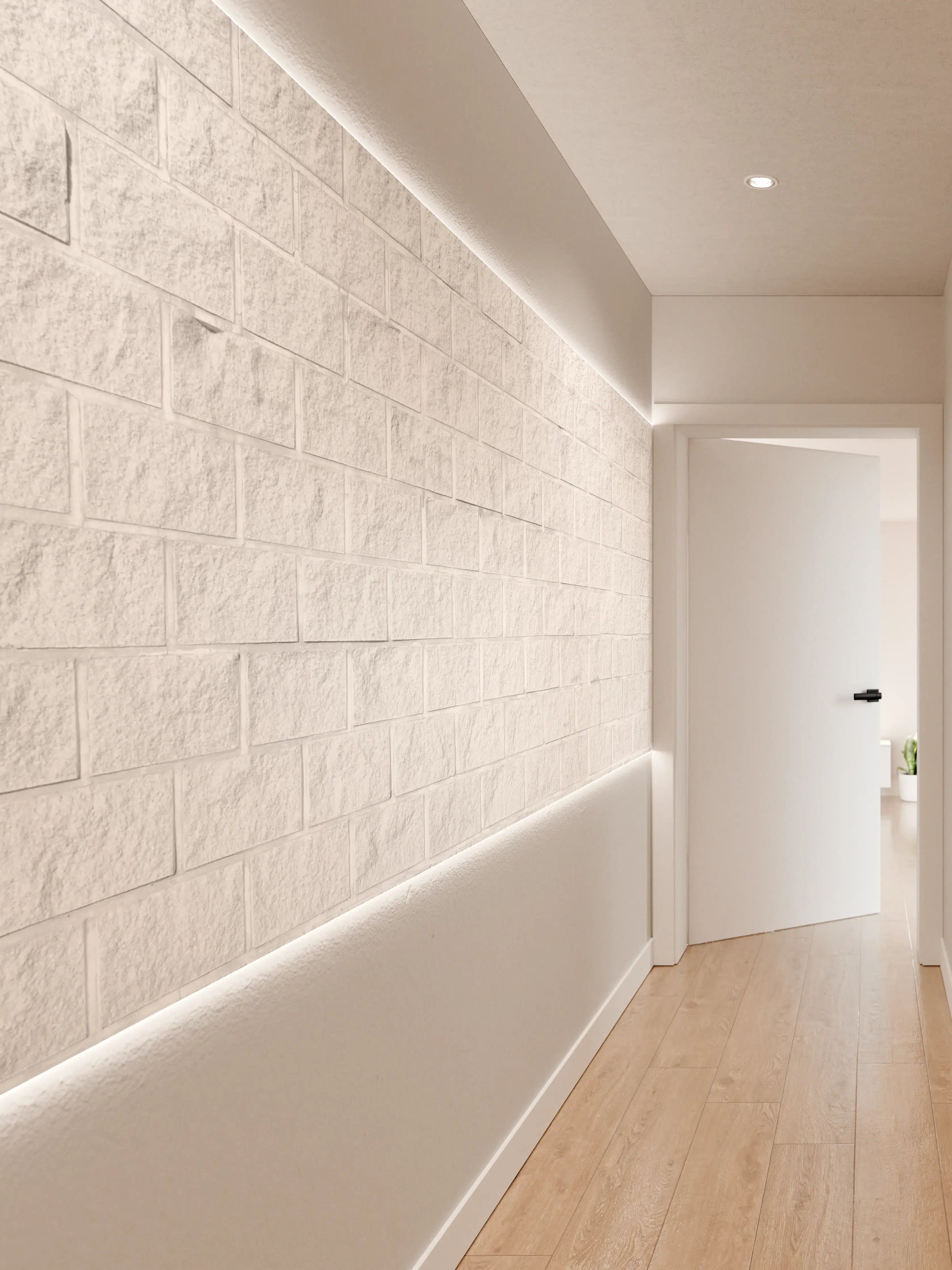 Wandverkleidung Flur - Sanfte Grauziegelwand