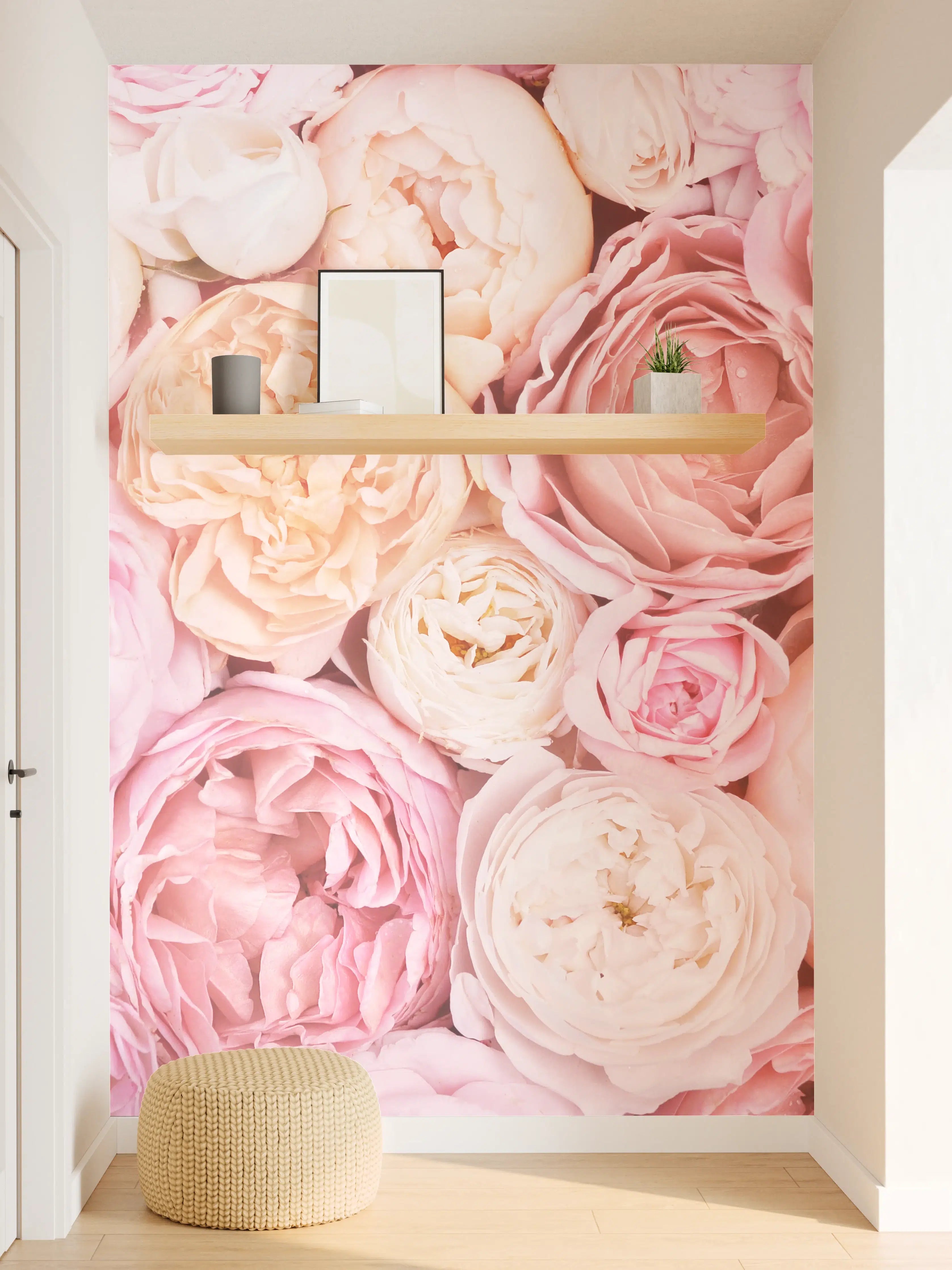 Wandverkleidung Flur - Sanfte Pastellblumen der Romantik