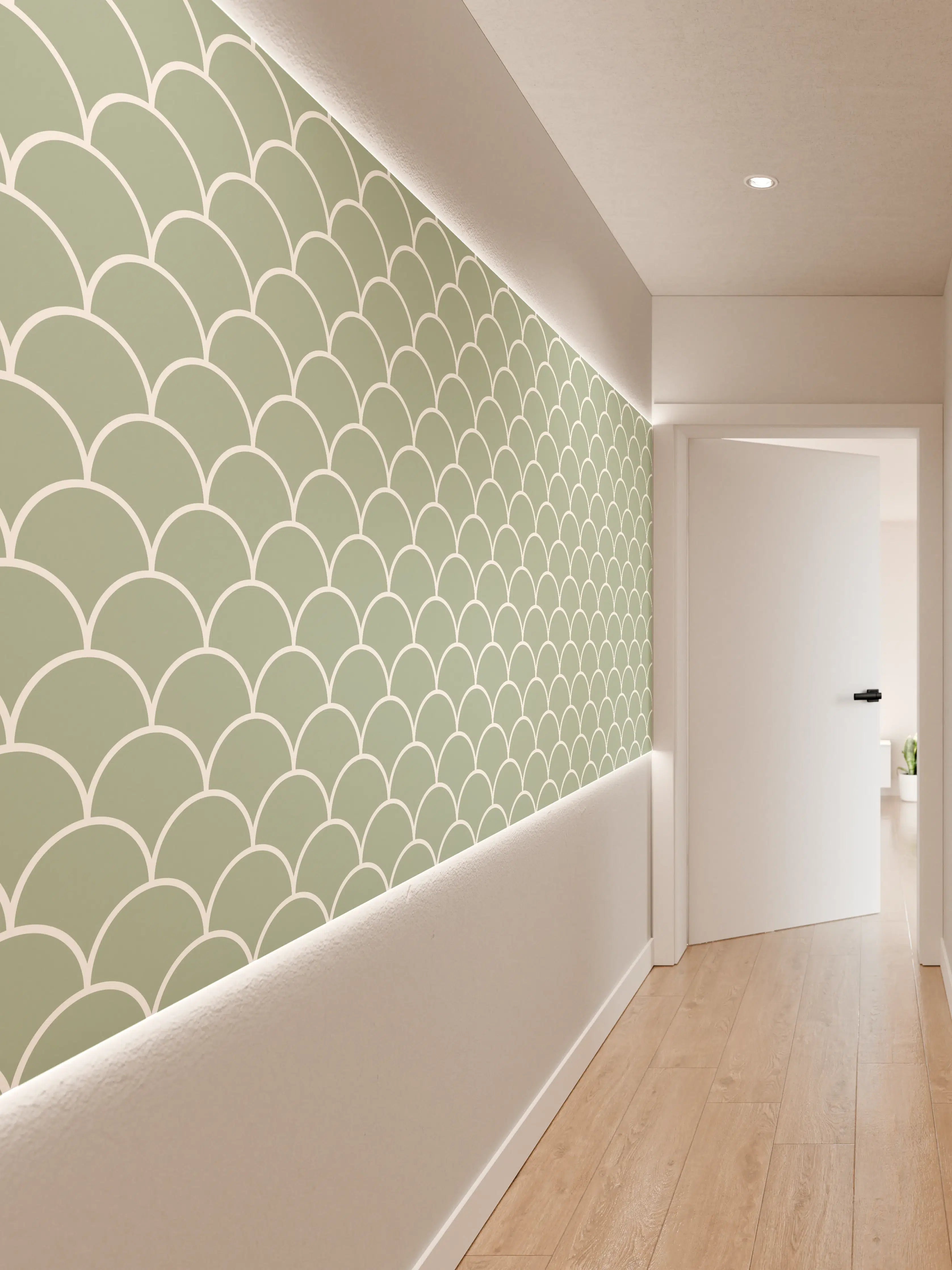Wandverkleidung Flur - Sanfte grüne Meeresmetall-Muster