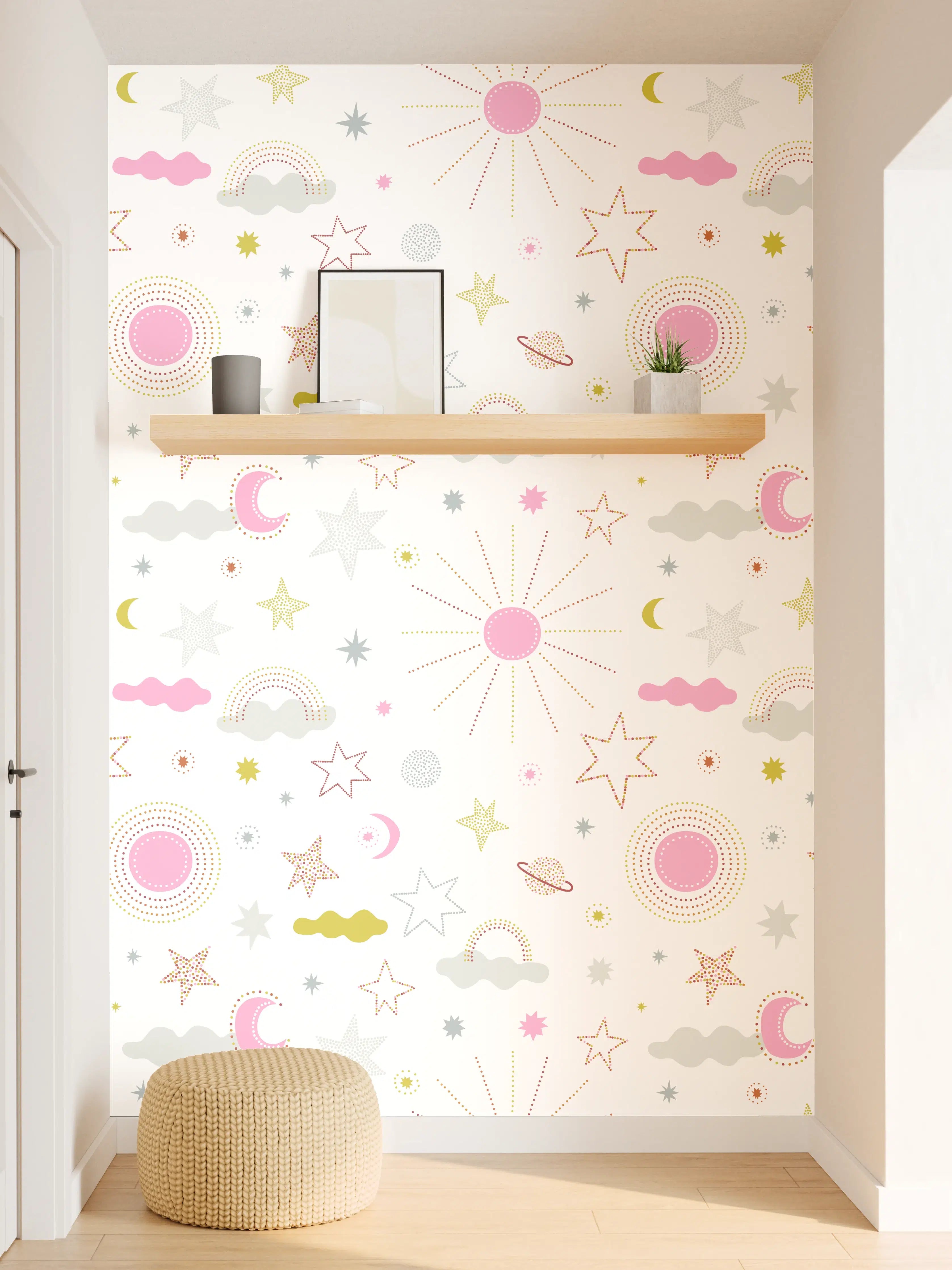 Wandverkleidung Flur - Sanfter Himmel über Blumenmeer