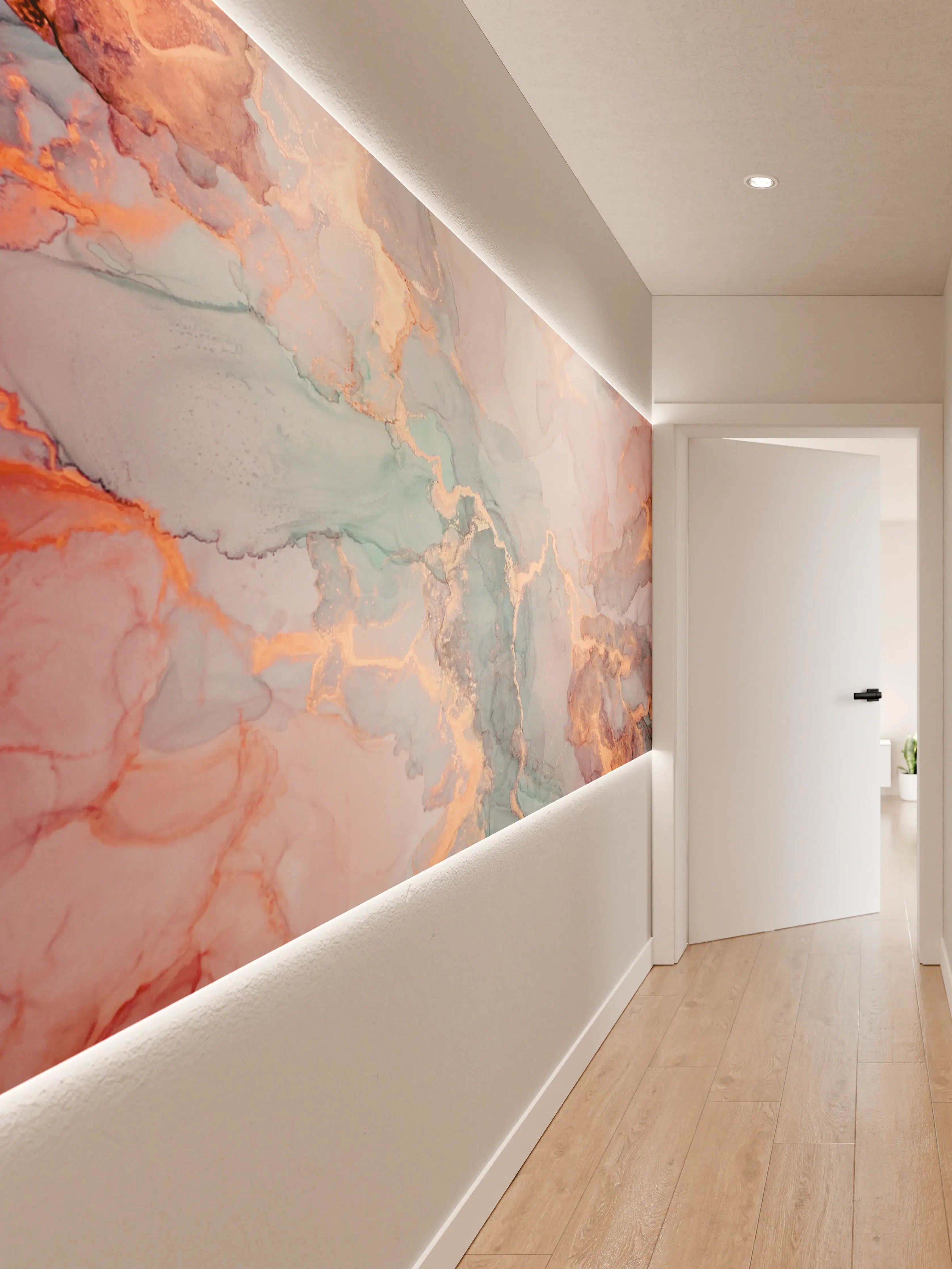 Wandverkleidung Flur - Sanfter Wasserfarben-Kunstwerk