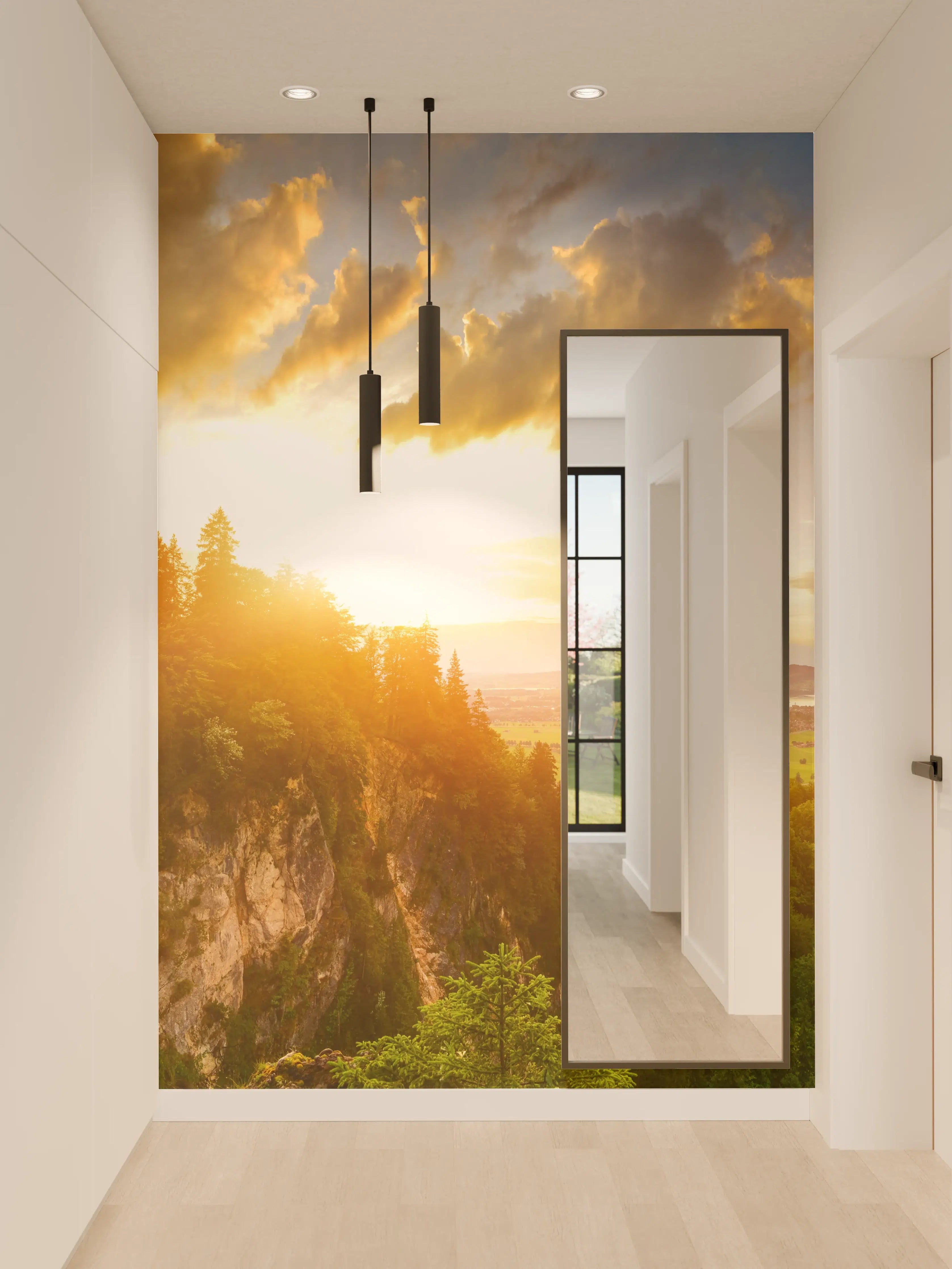 Wandverkleidung Flur - Schloss Neuschwanstein bei Sonnenuntergang