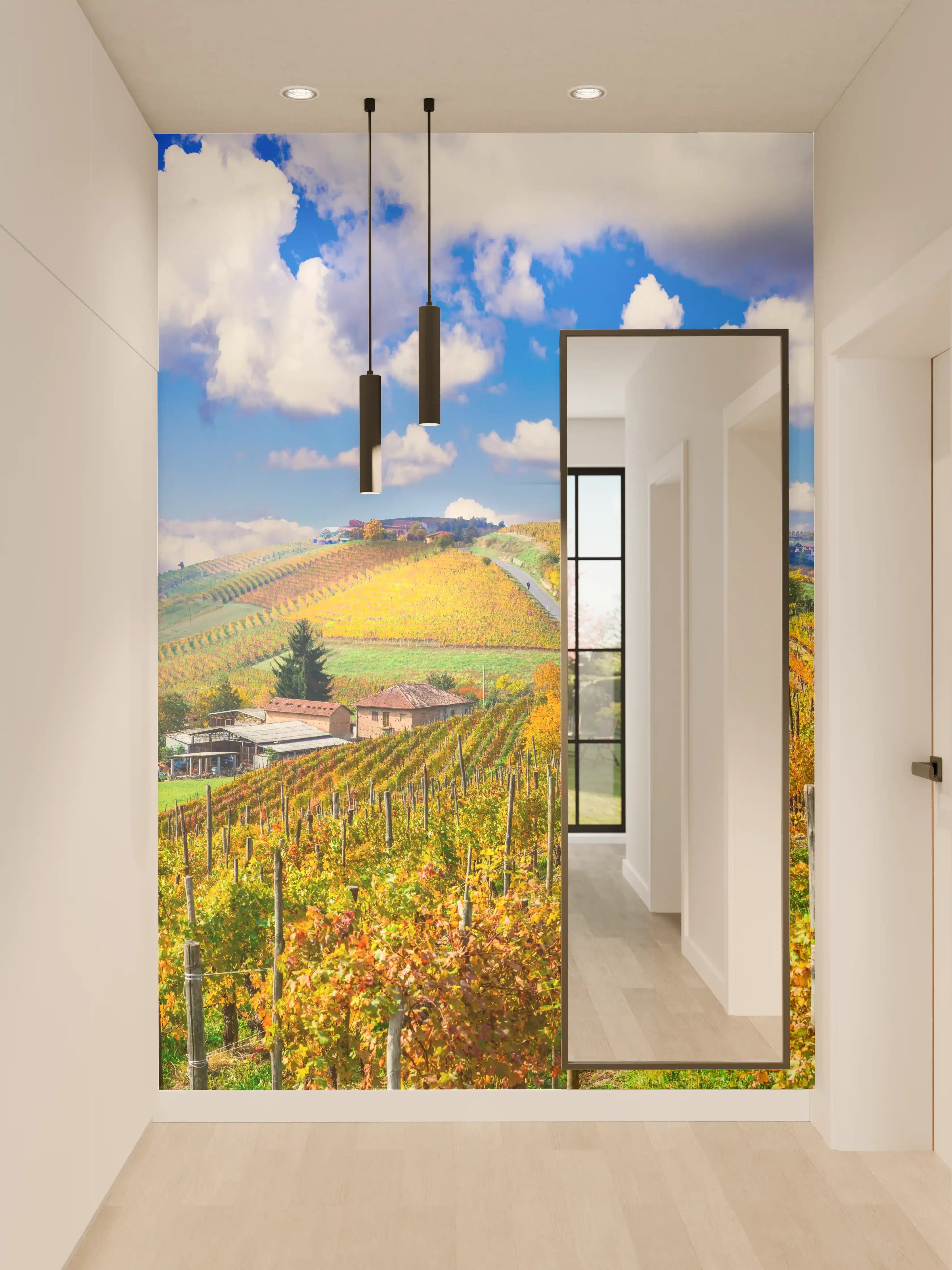 Wandverkleidung Flur - Schöne Herbstlandschaft mit Weinbergen - Toskana