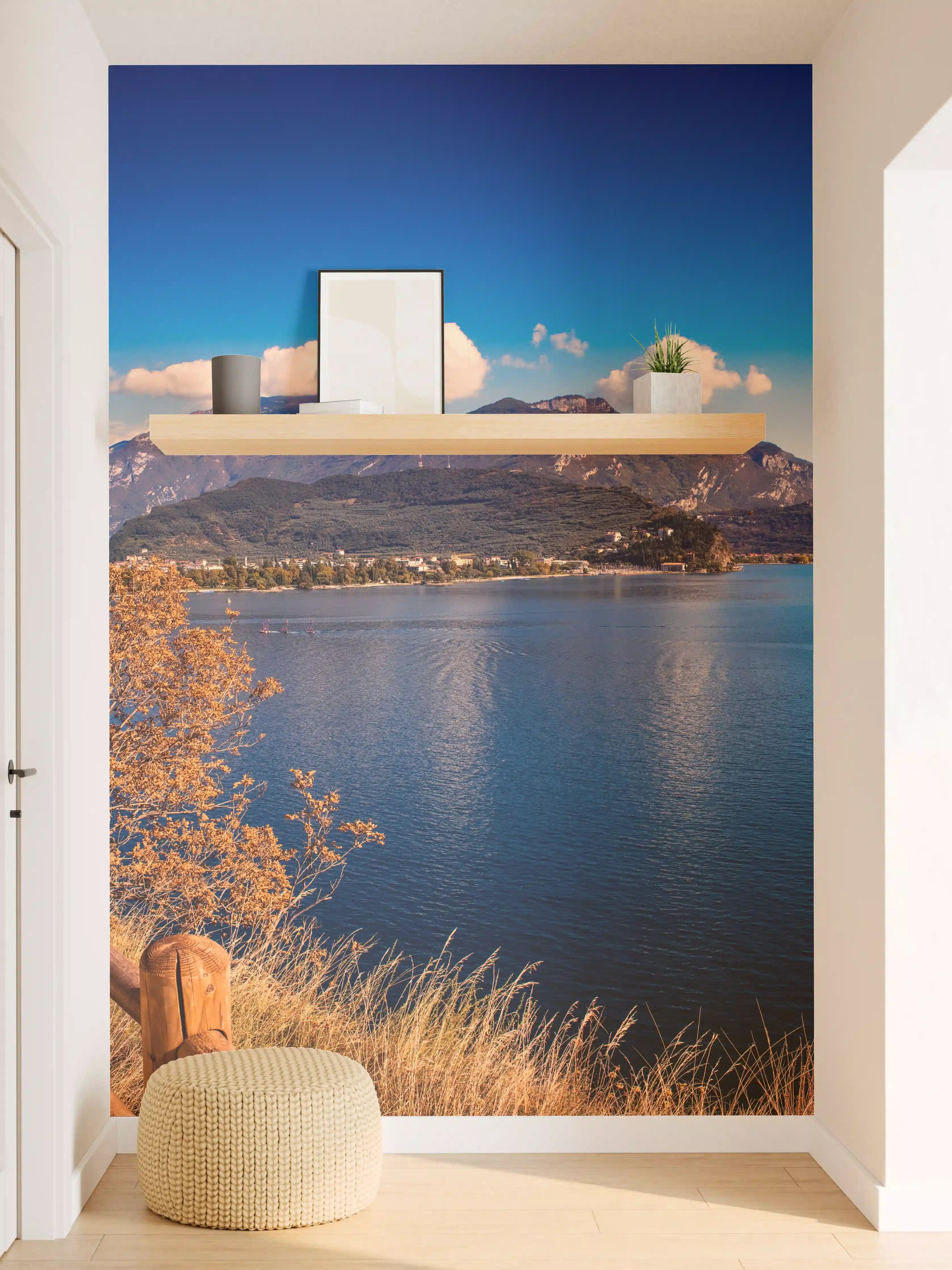 Wandverkleidung Flur - Schöne Landschaft mit Blick auf den Gardasee