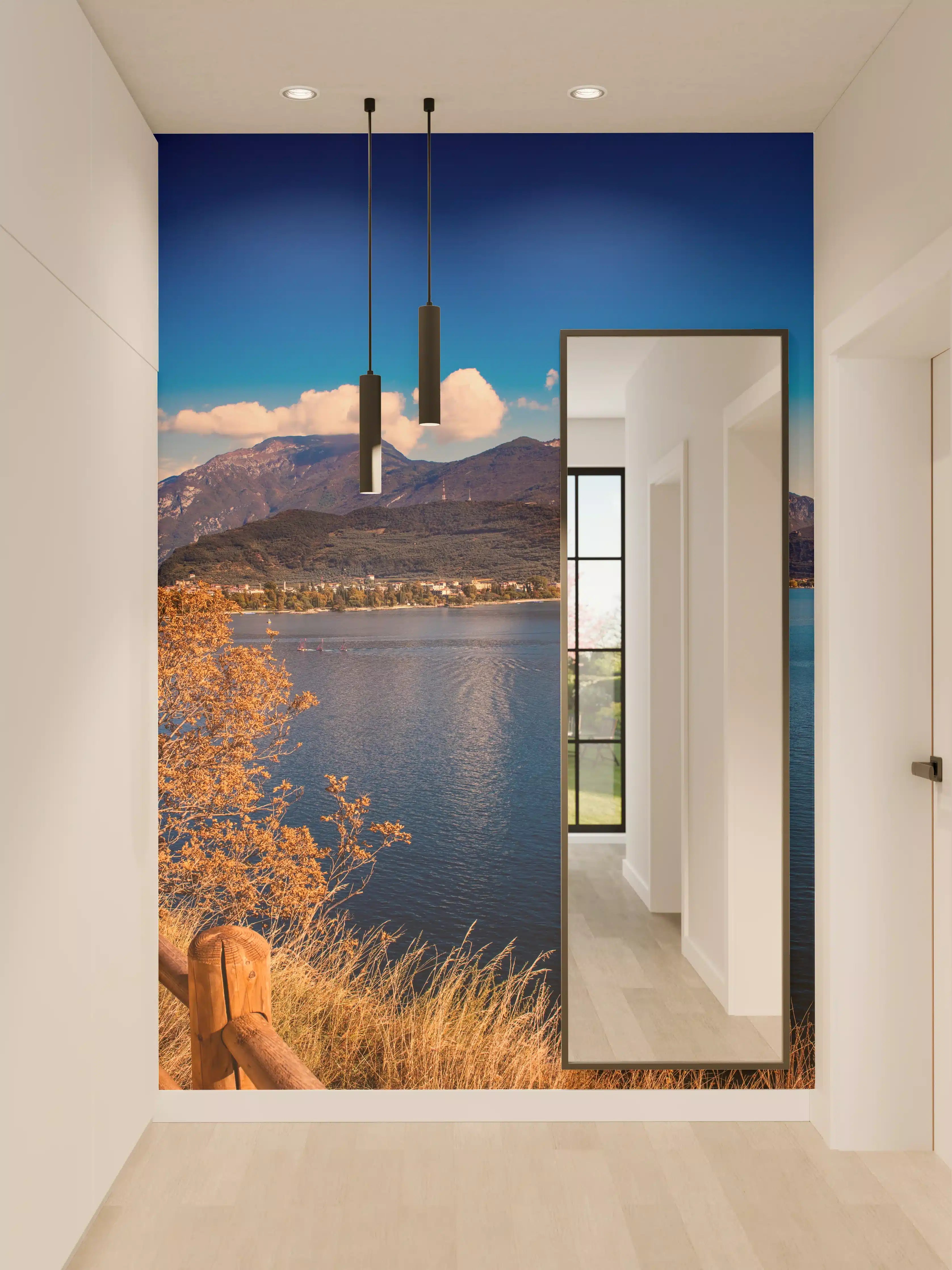 Wandverkleidung Flur - Schöne Landschaft mit Blick auf den Gardasee