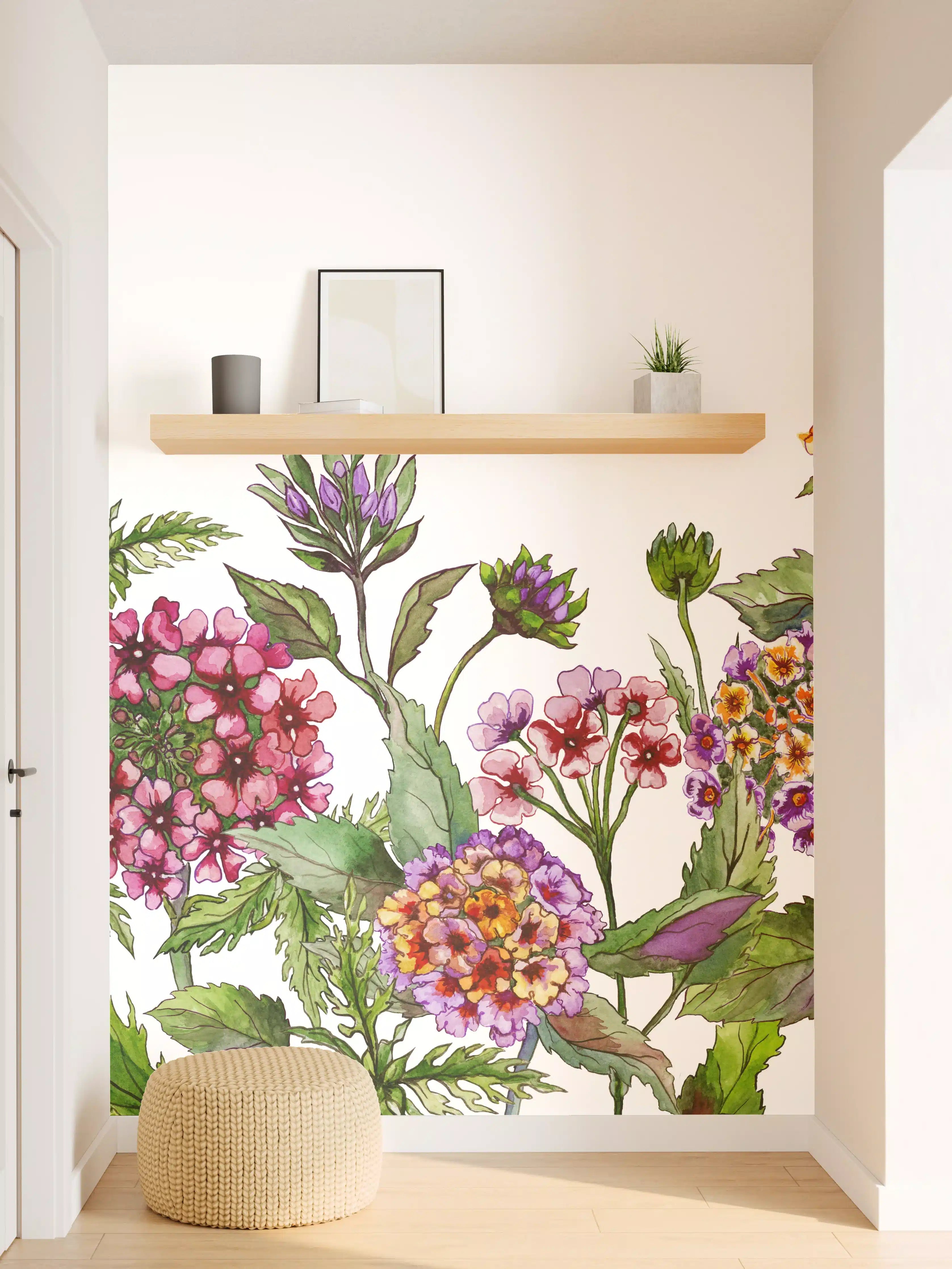 Wandverkleidung Flur - Schöne Lantana-Blüten mit grünem Blätter