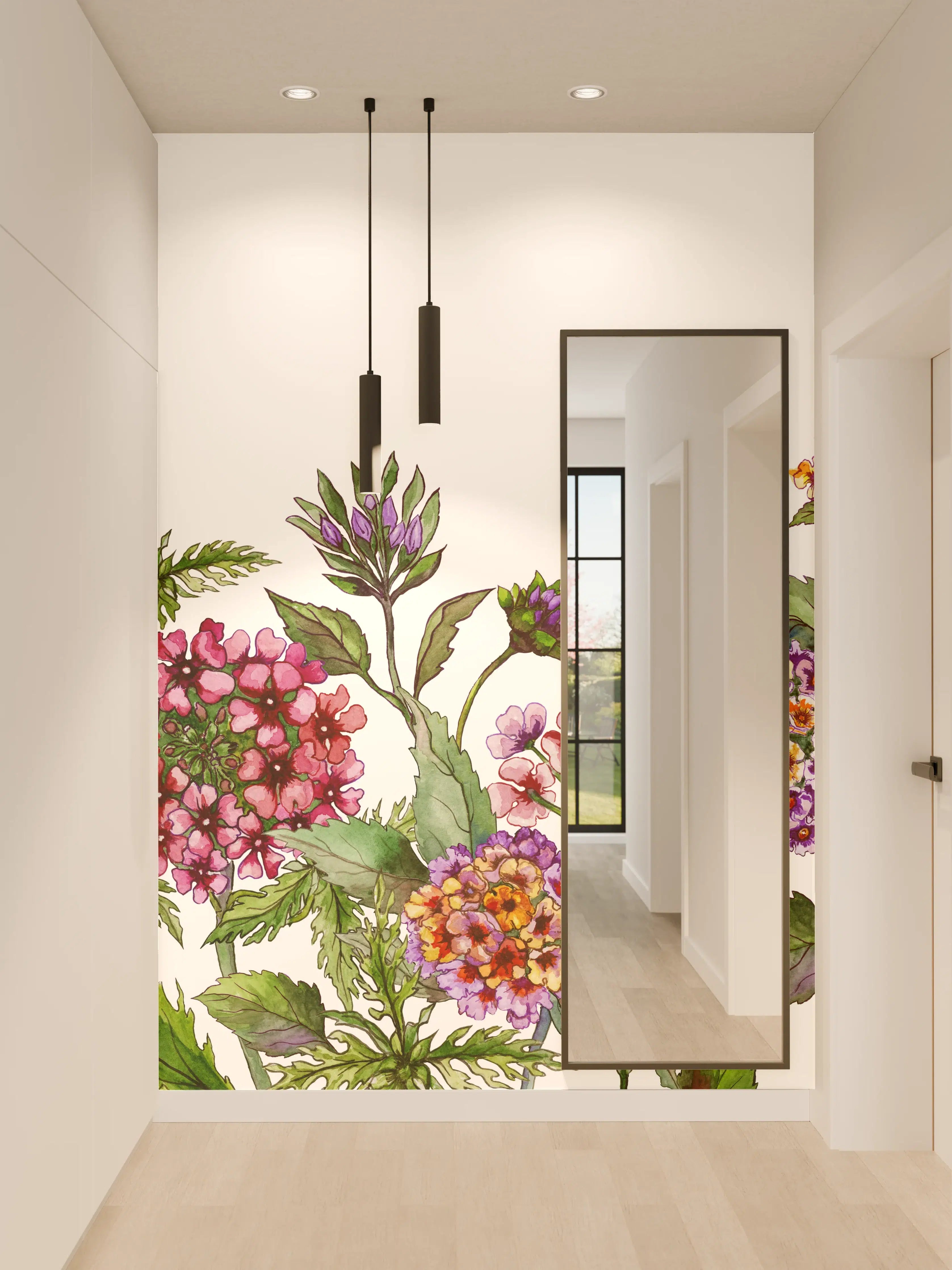Wandverkleidung Flur - Schöne Lantana-Blüten mit grünem Blätter