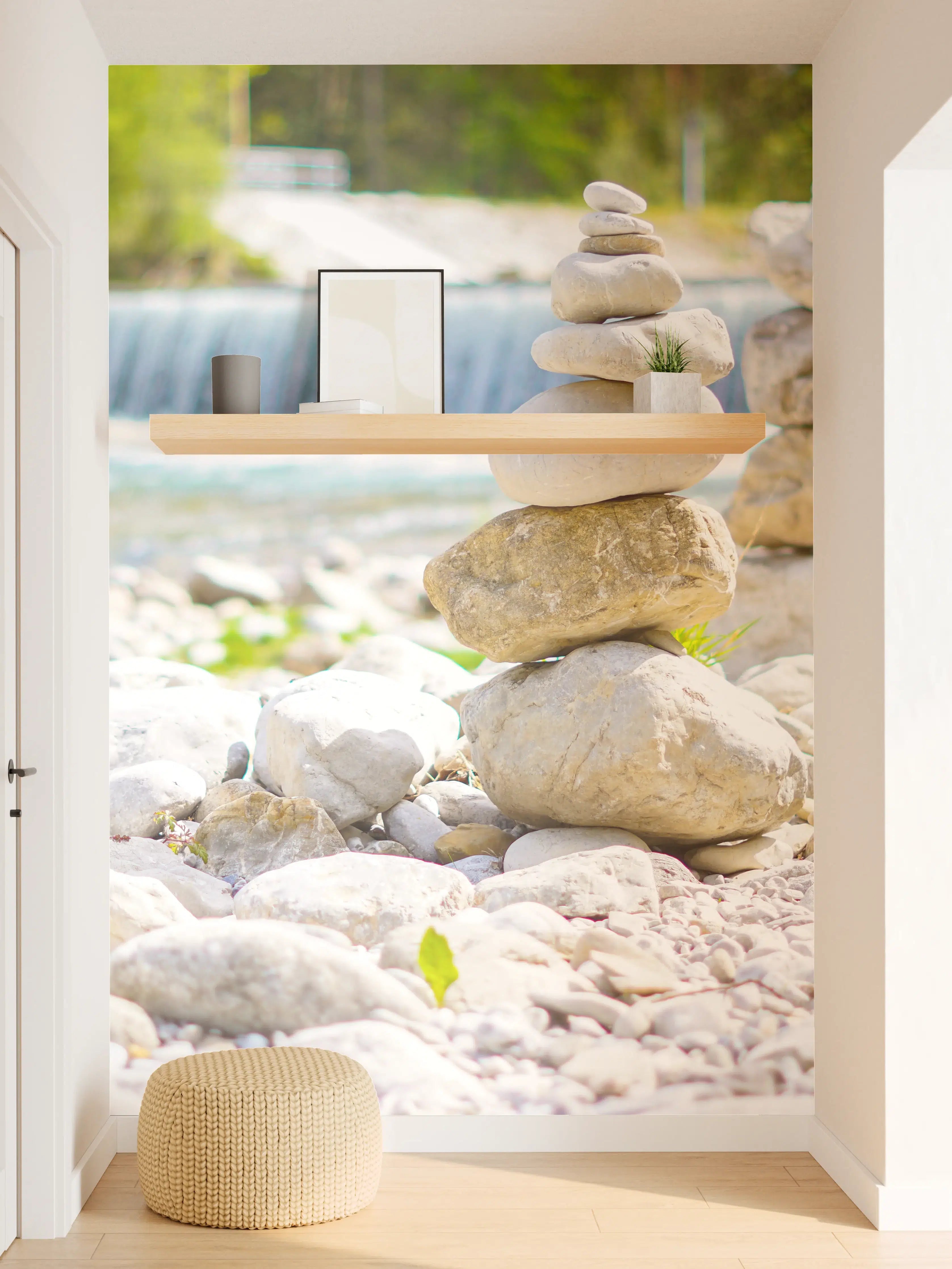 Wandverkleidung Flur - Schöne Steinkunst am Flussufer