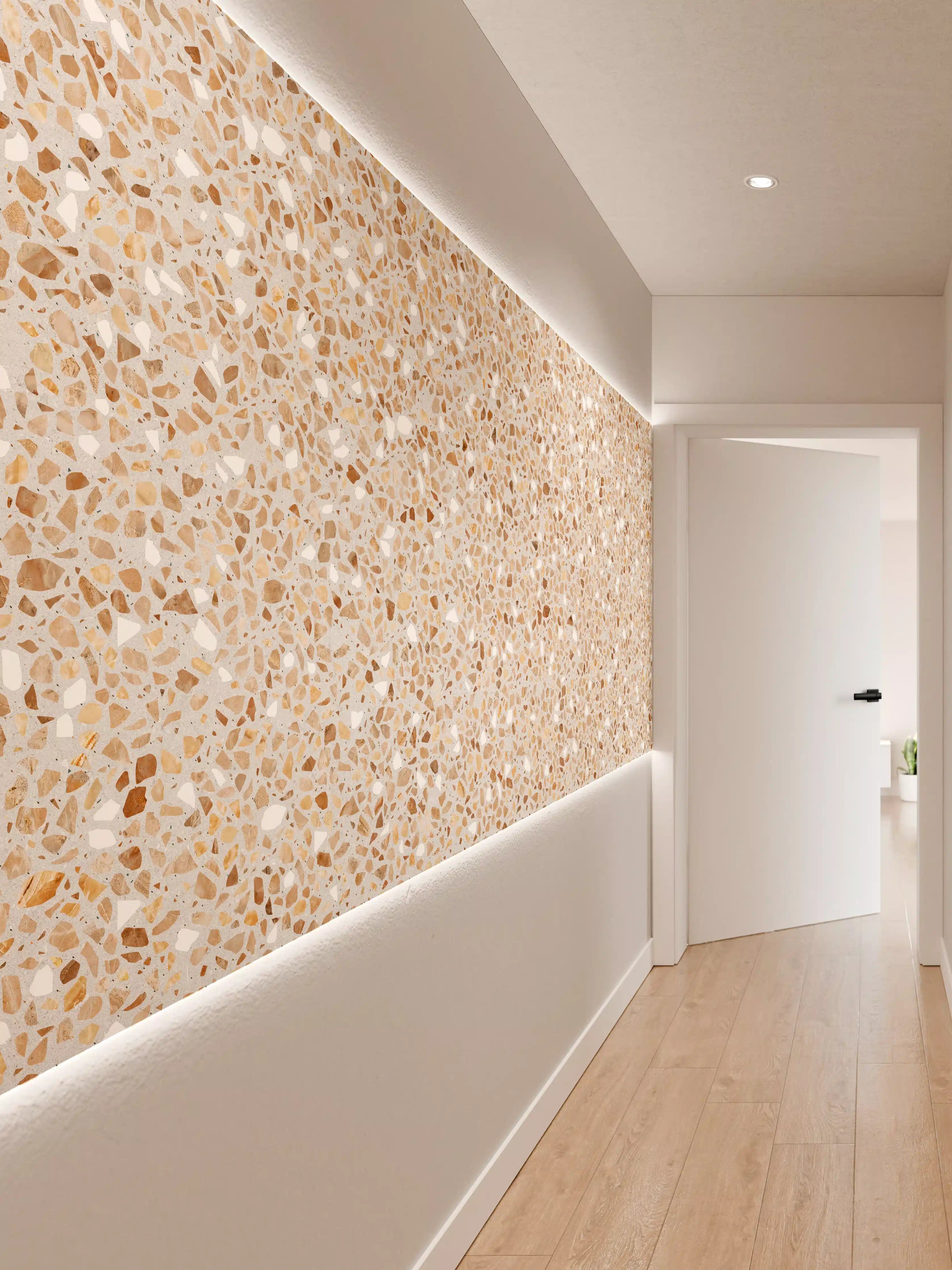 Wandverkleidung Flur - Schöne beige Terrazzo Stein Textur