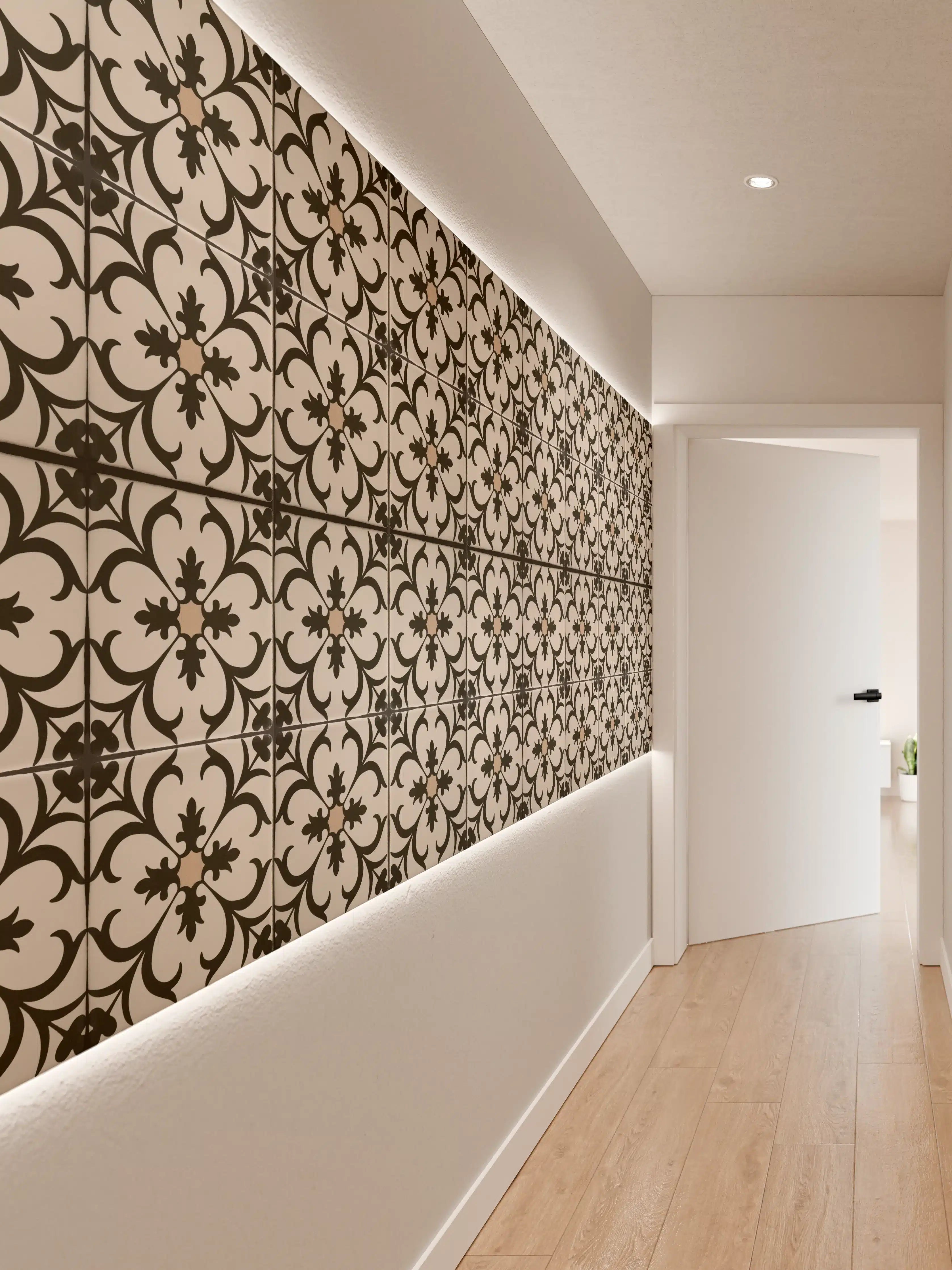 Wandverkleidung Flur - Schwarz Braun Vintage Mosaik
