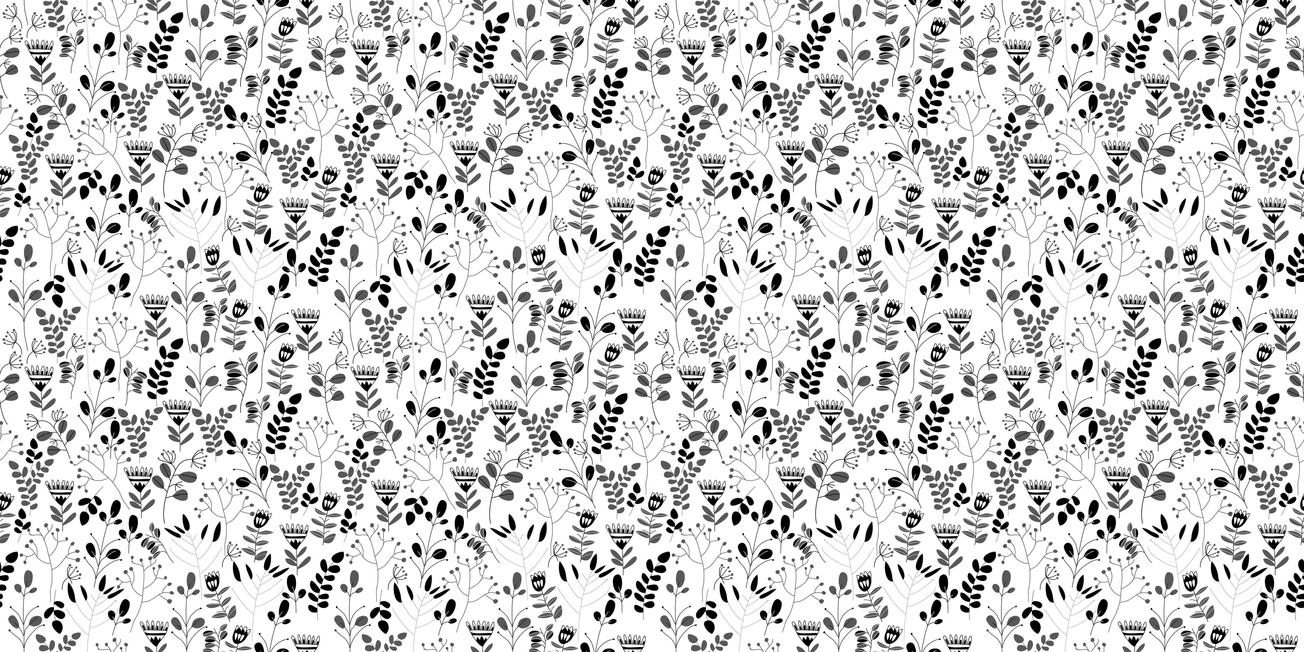 Wandverkleidung Flur-Schwarz-Weiß Blumen Muster