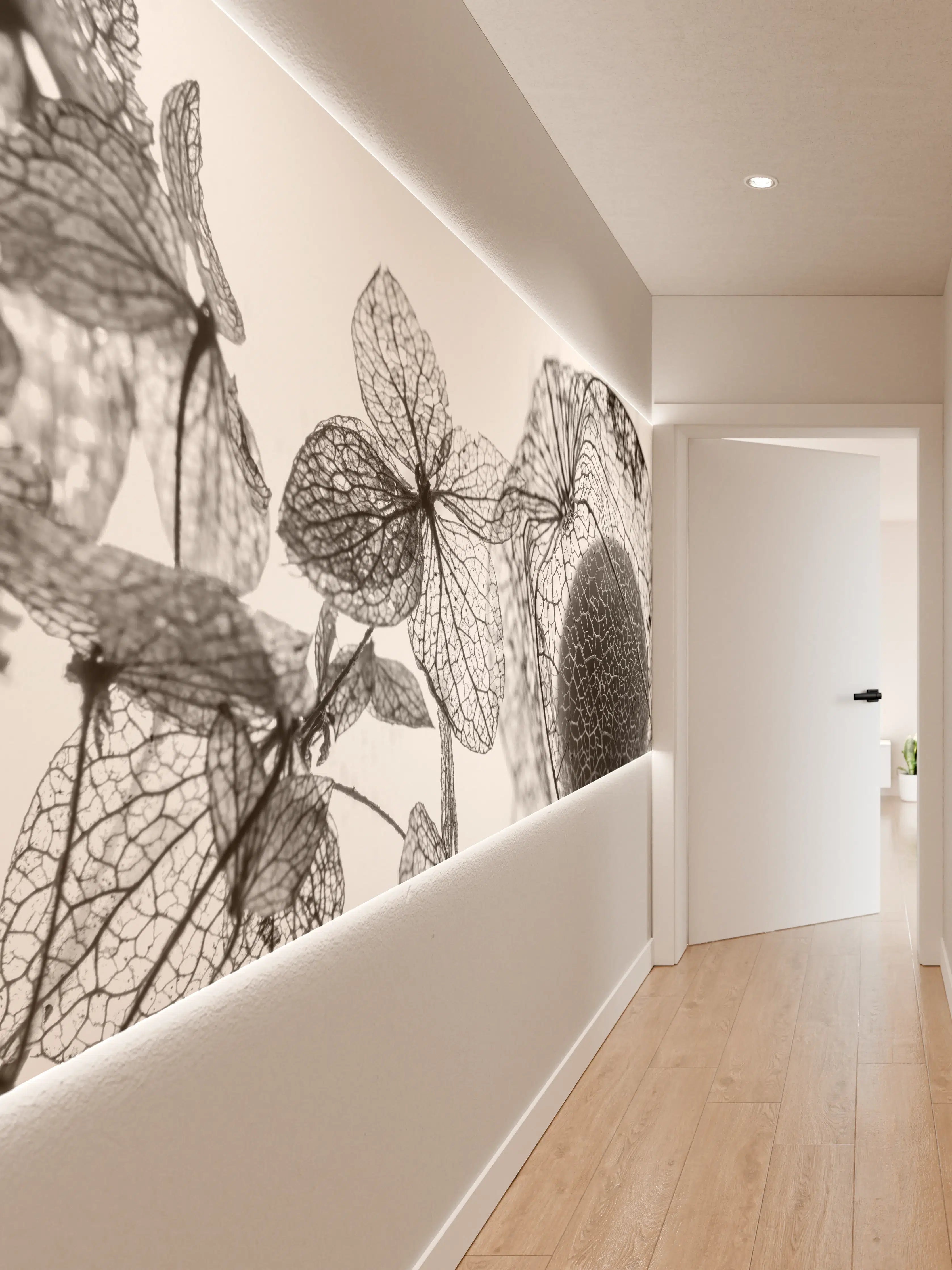Wandverkleidung Flur - Schwarz-Weiß Naturmotive