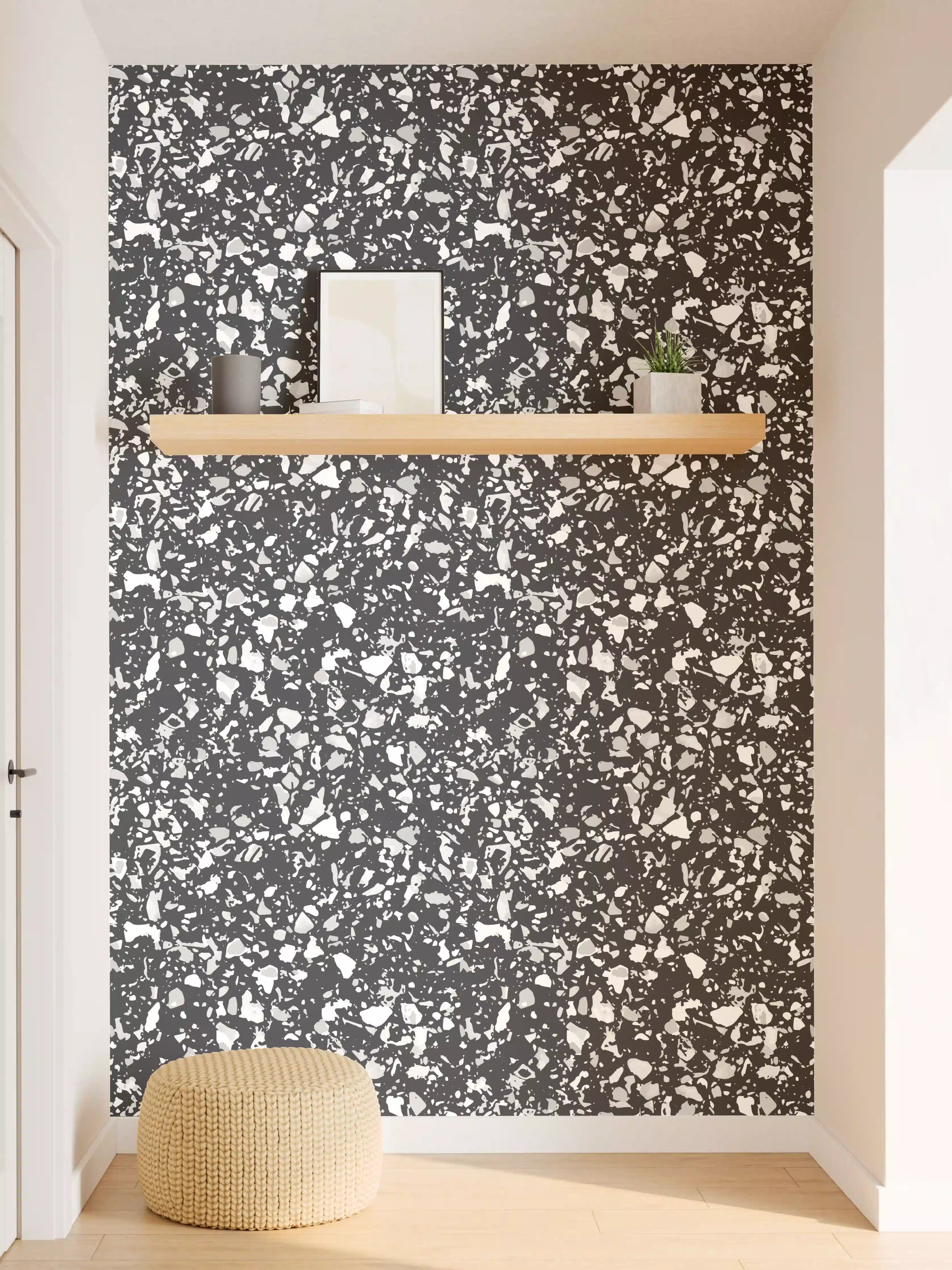 Wandverkleidung Flur - Schwarz-Weiße Steinoberfläche