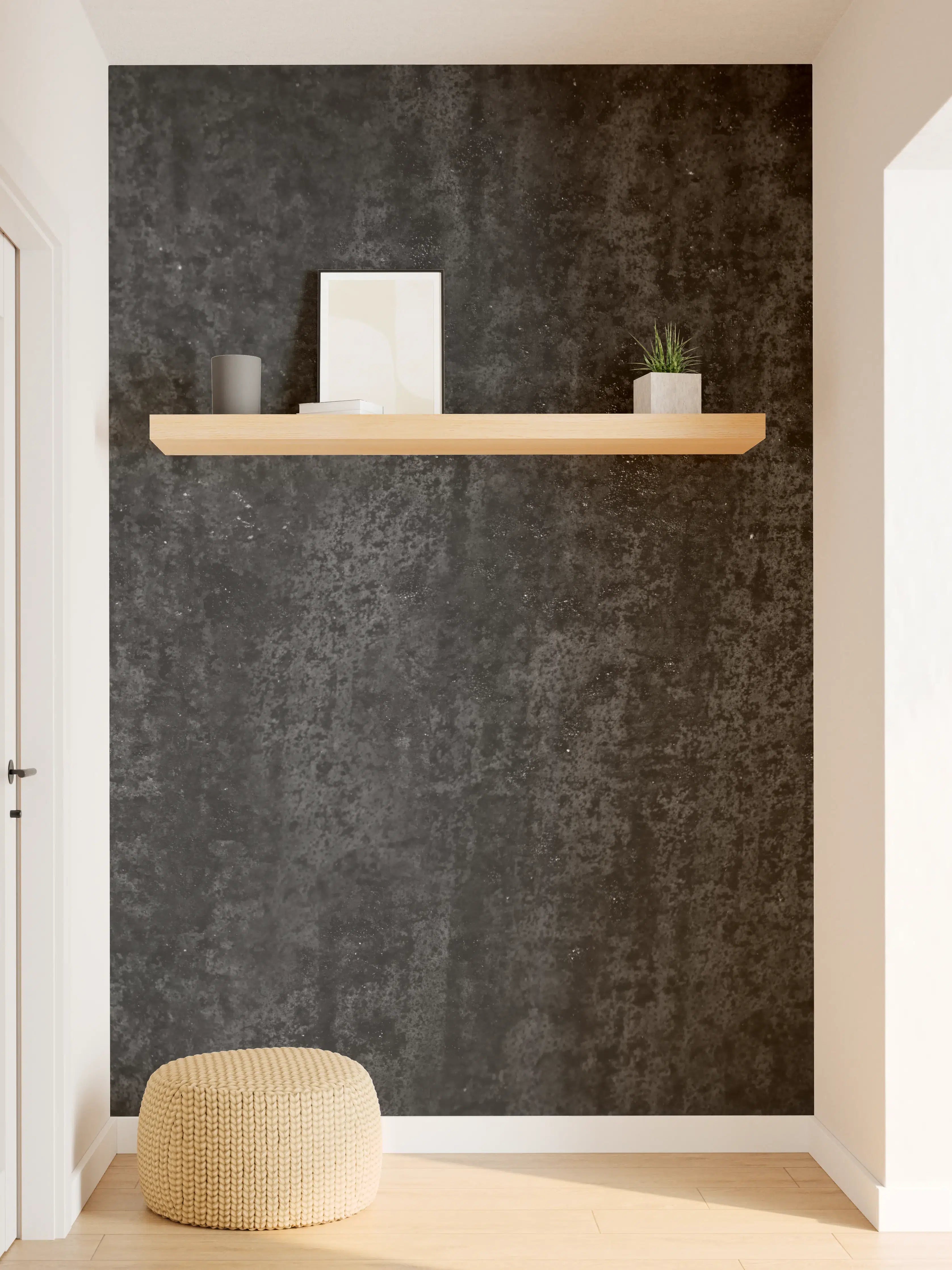 Wandverkleidung Flur - Schwarz-graue Rosttextur