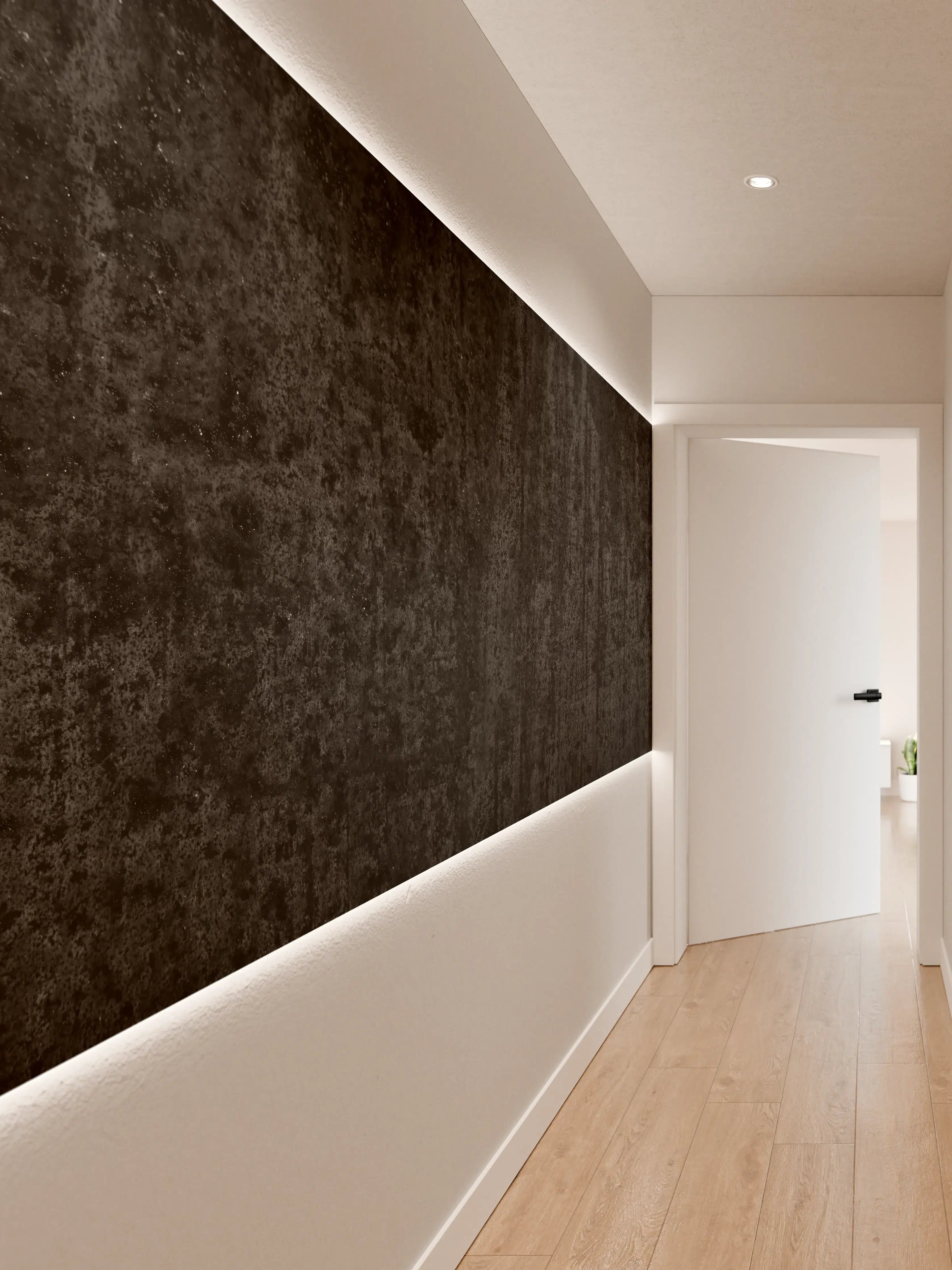 Wandverkleidung Flur - Schwarz-graue Rosttextur