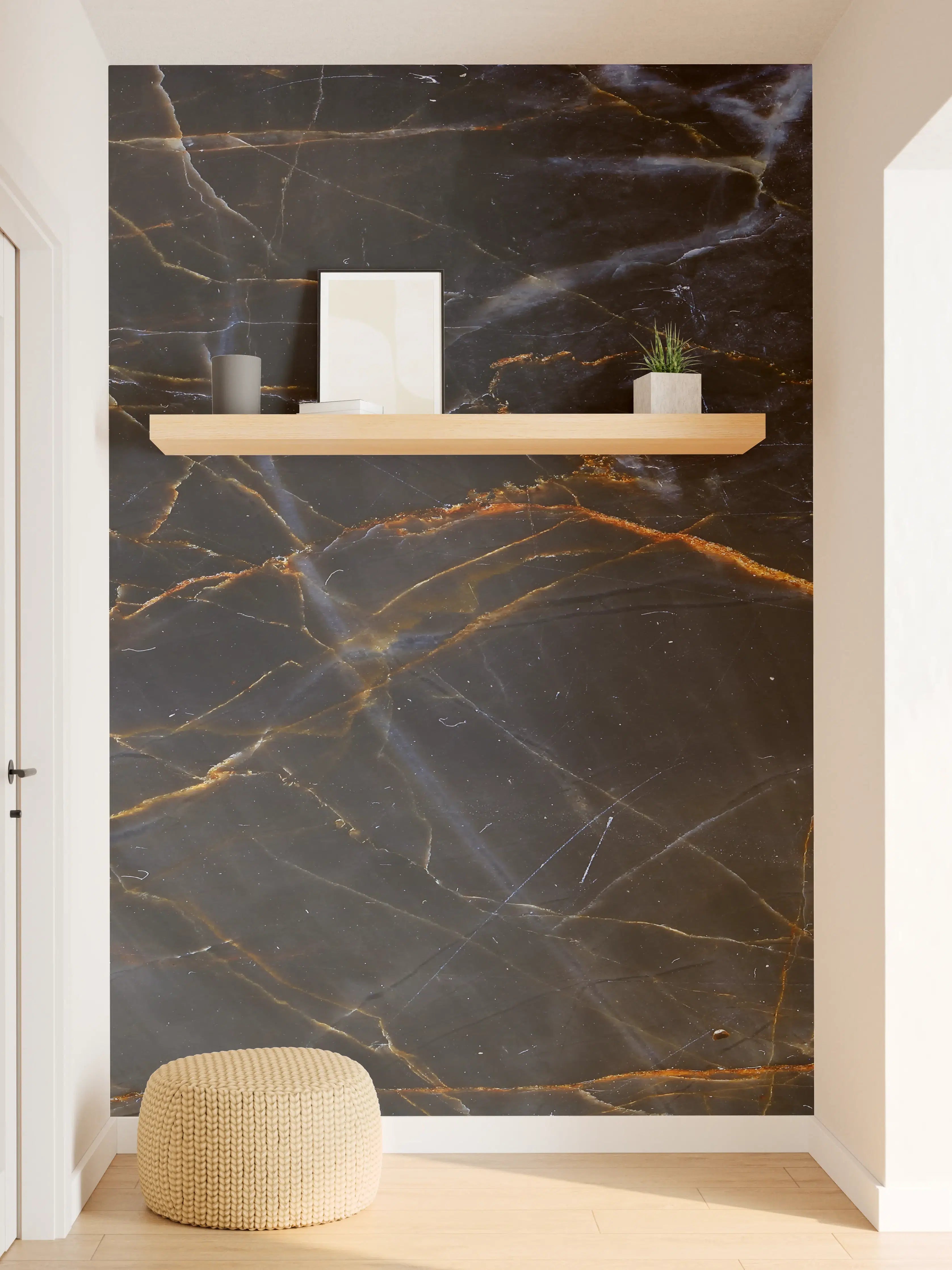 Wandverkleidung Flur - Schwarz und braune Marmor Textur aus Russland