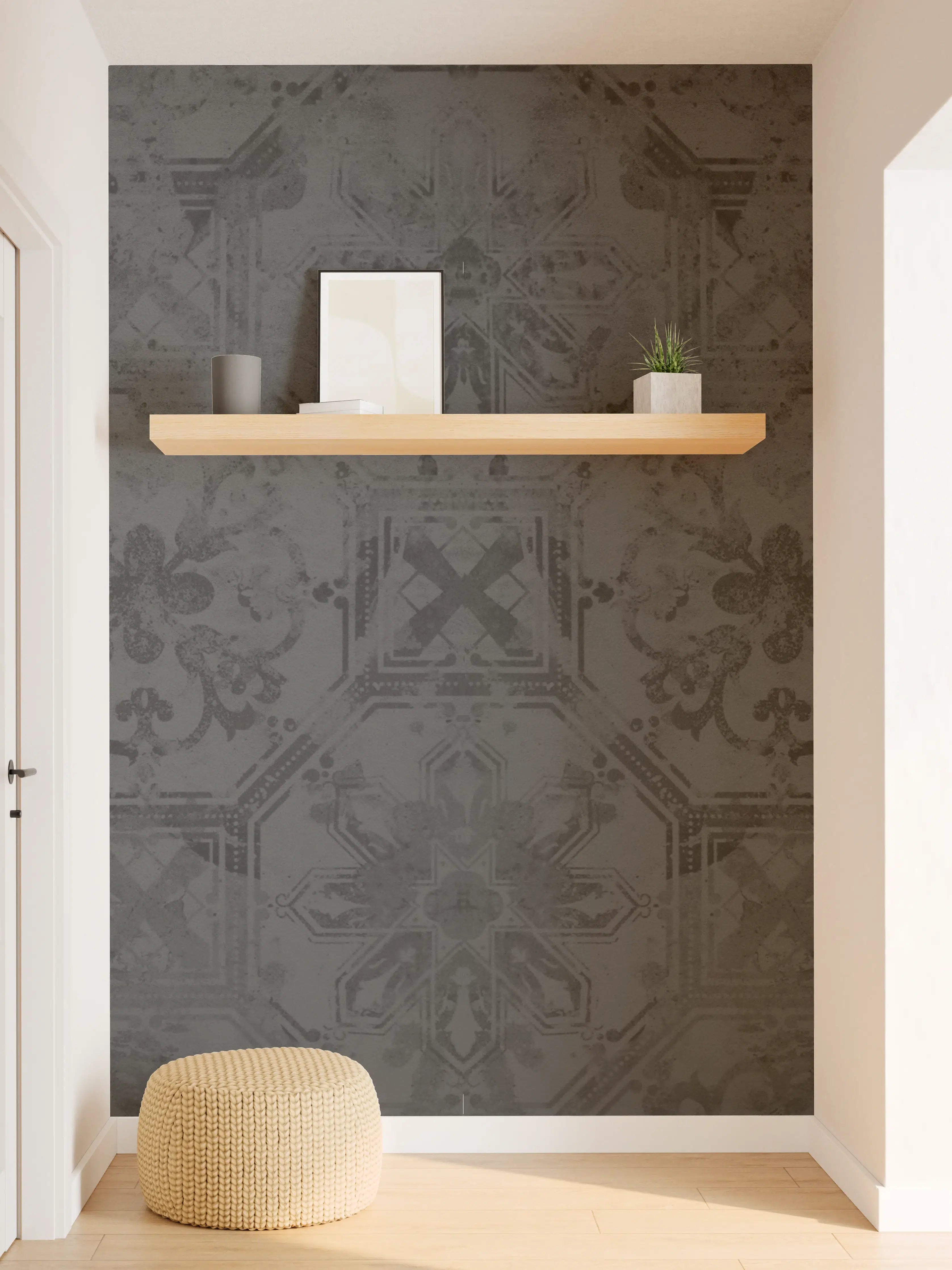 Wandverkleidung Flur - Schwarze Keramik Motiv