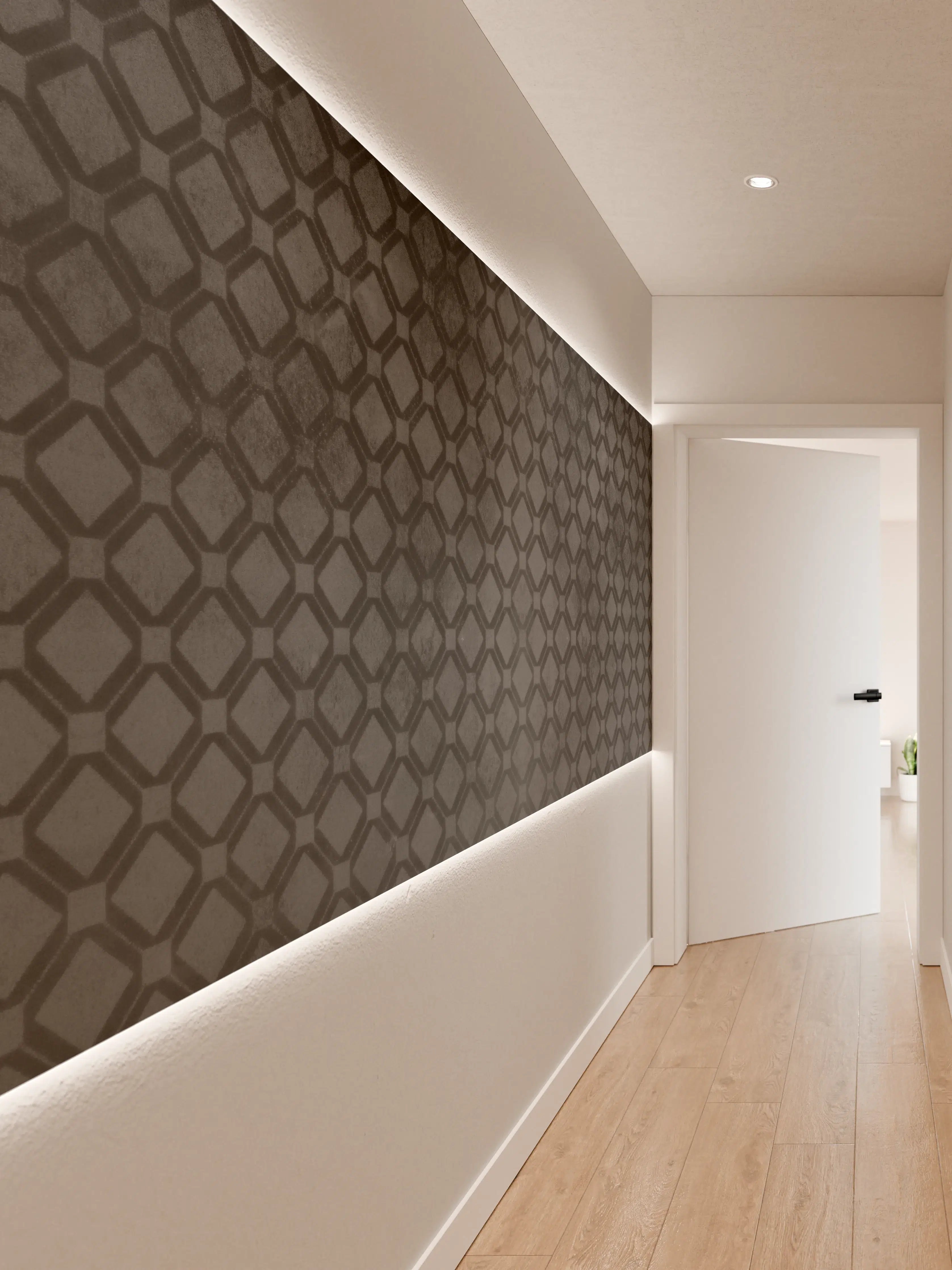 Wandverkleidung Flur - Schwarze Raute Muster