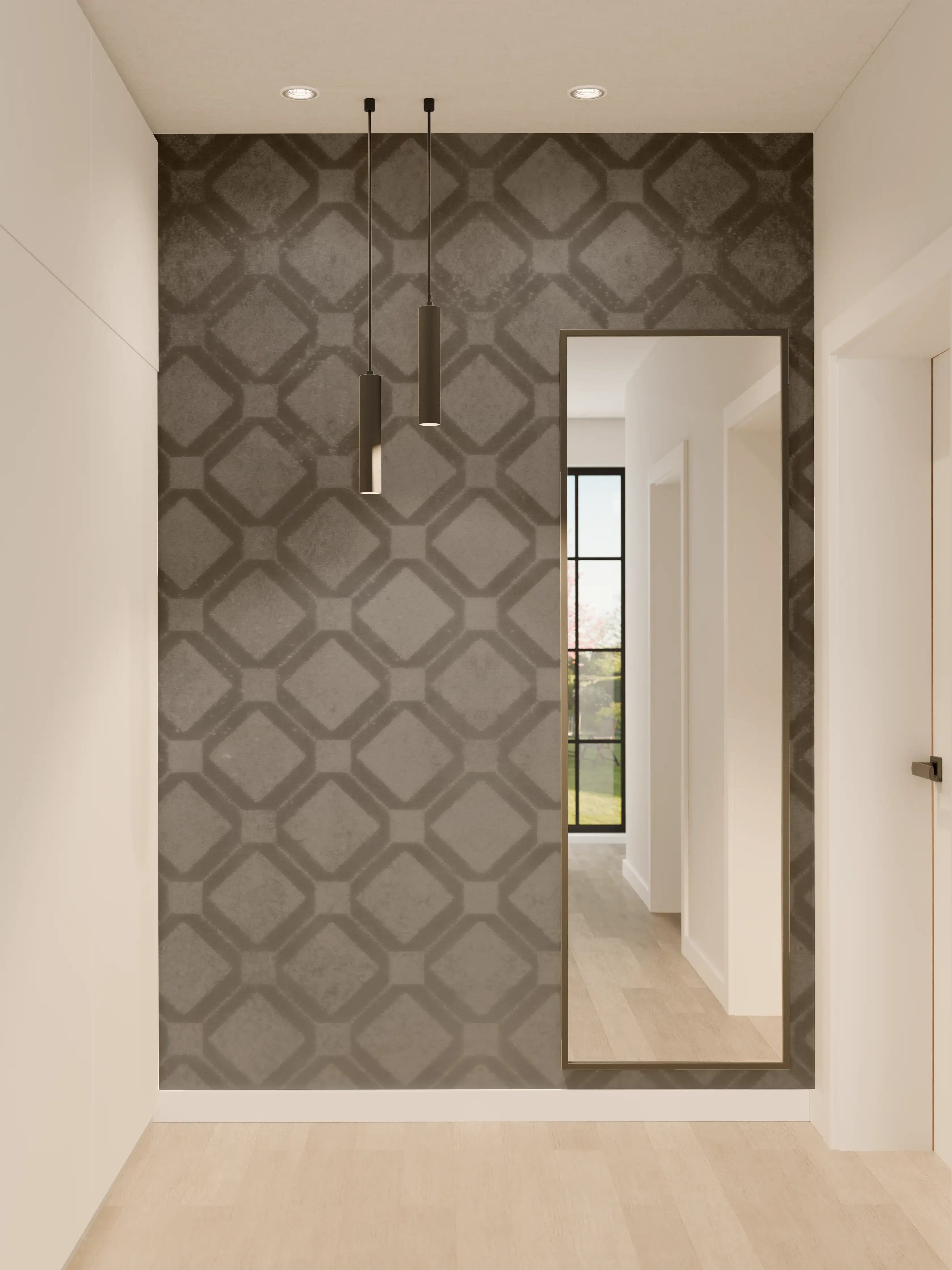 Wandverkleidung Flur - Schwarze Raute Muster