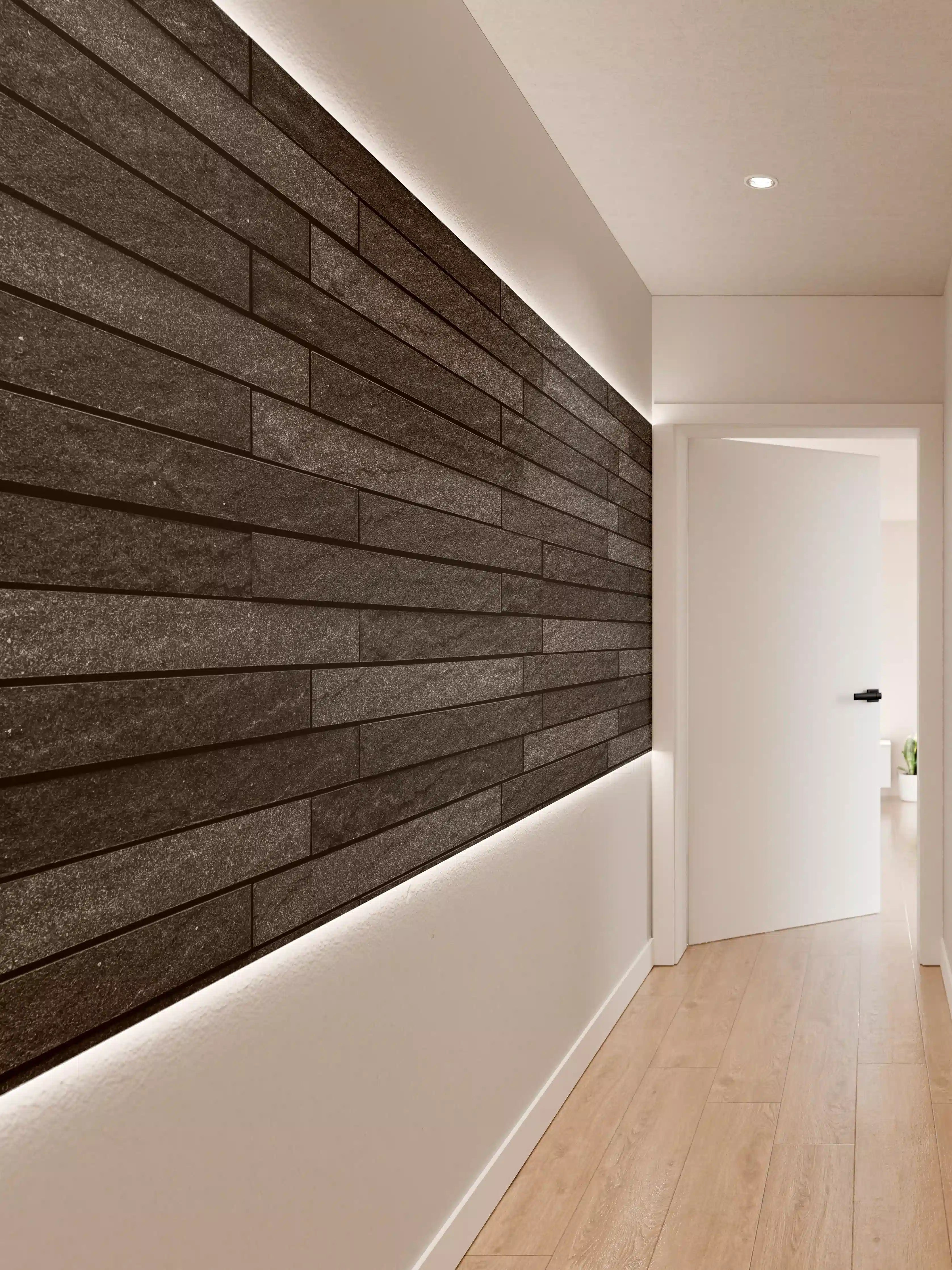 Wandverkleidung Flur - Schwarze Steinwand für modernes Design