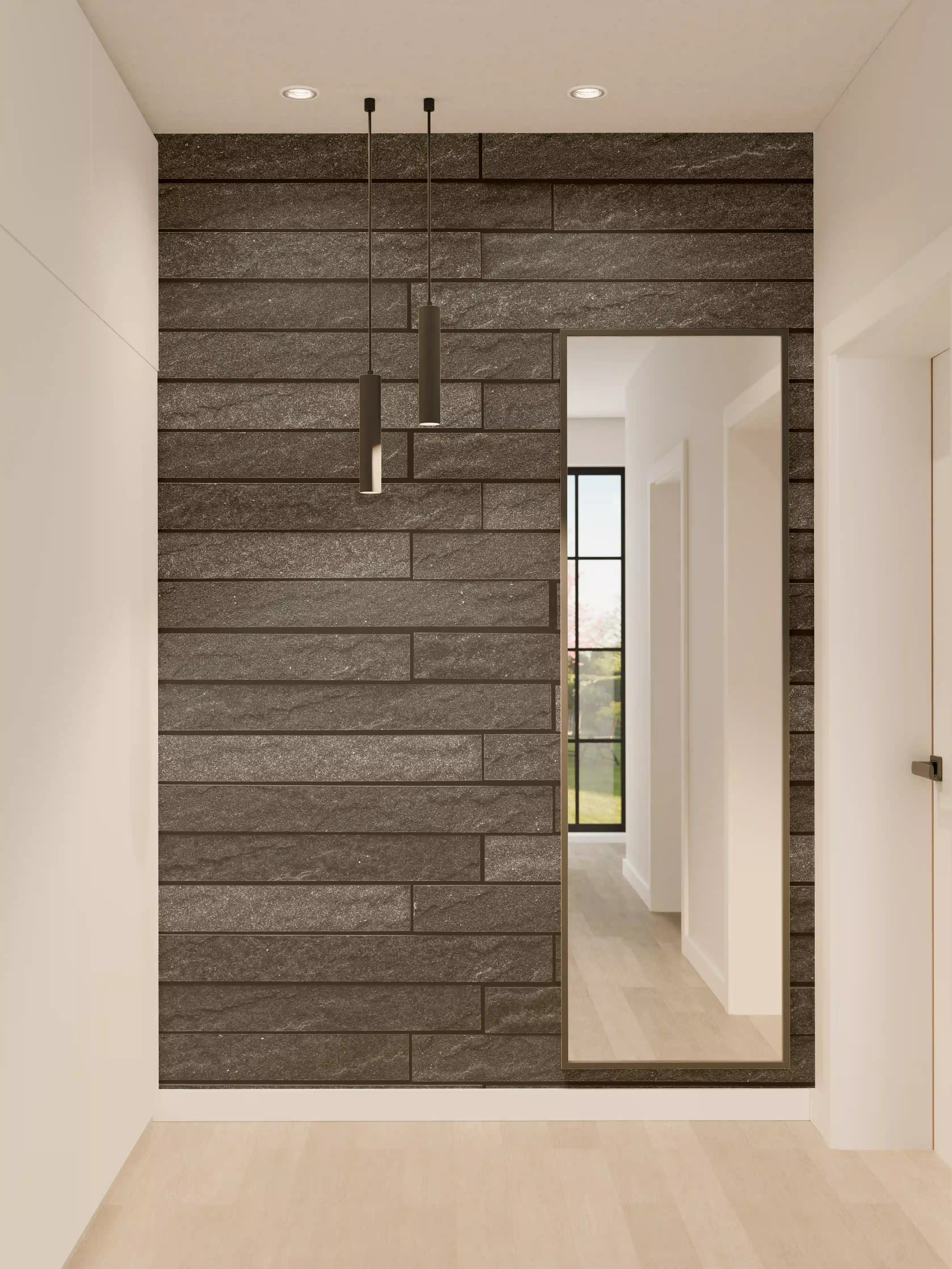 Wandverkleidung Flur - Schwarze Steinwand für modernes Design
